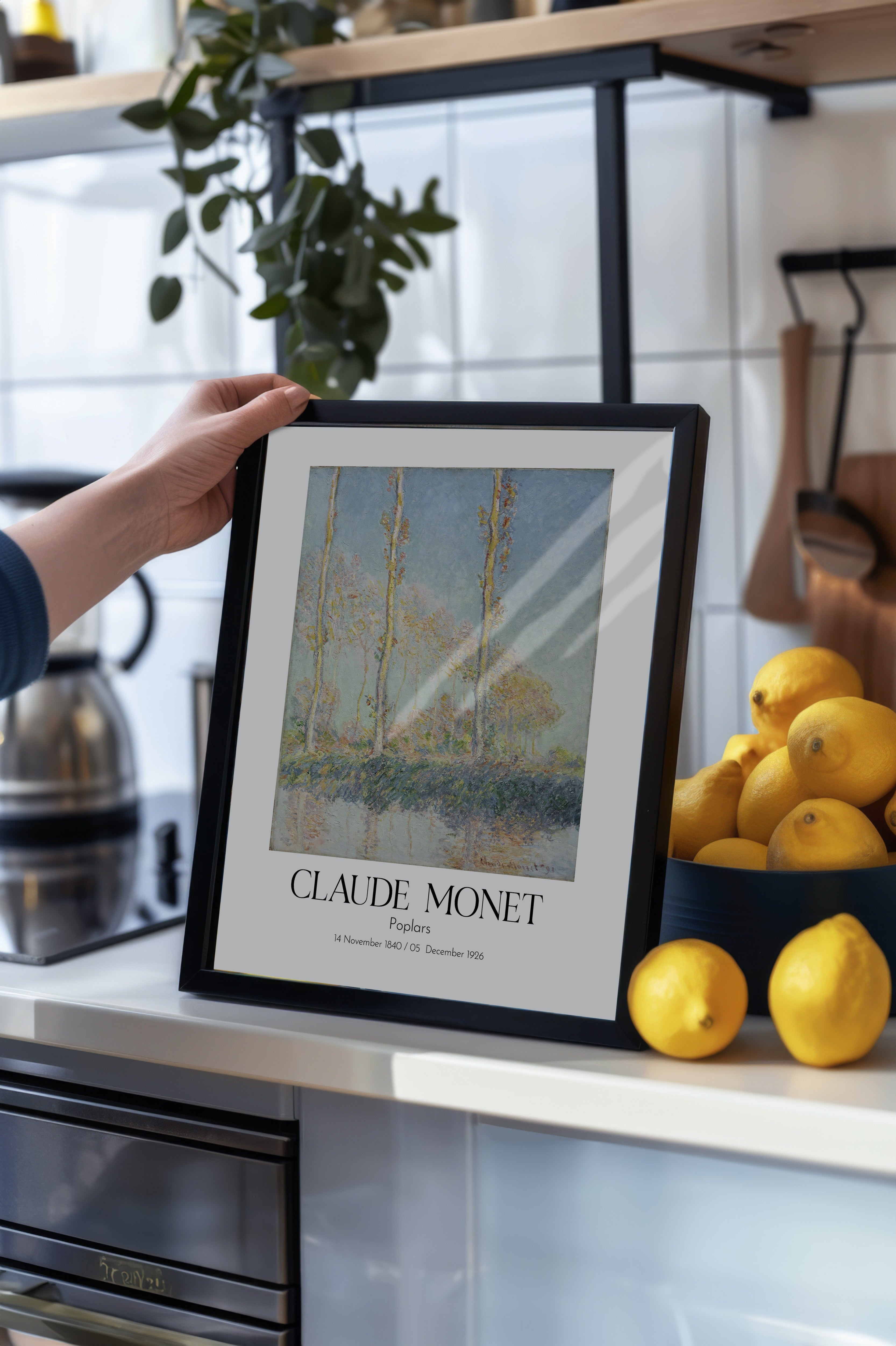 Claude Monet - Poplars, Siyah Çerçeveli Tablo, Sanat Serisi NO:110301