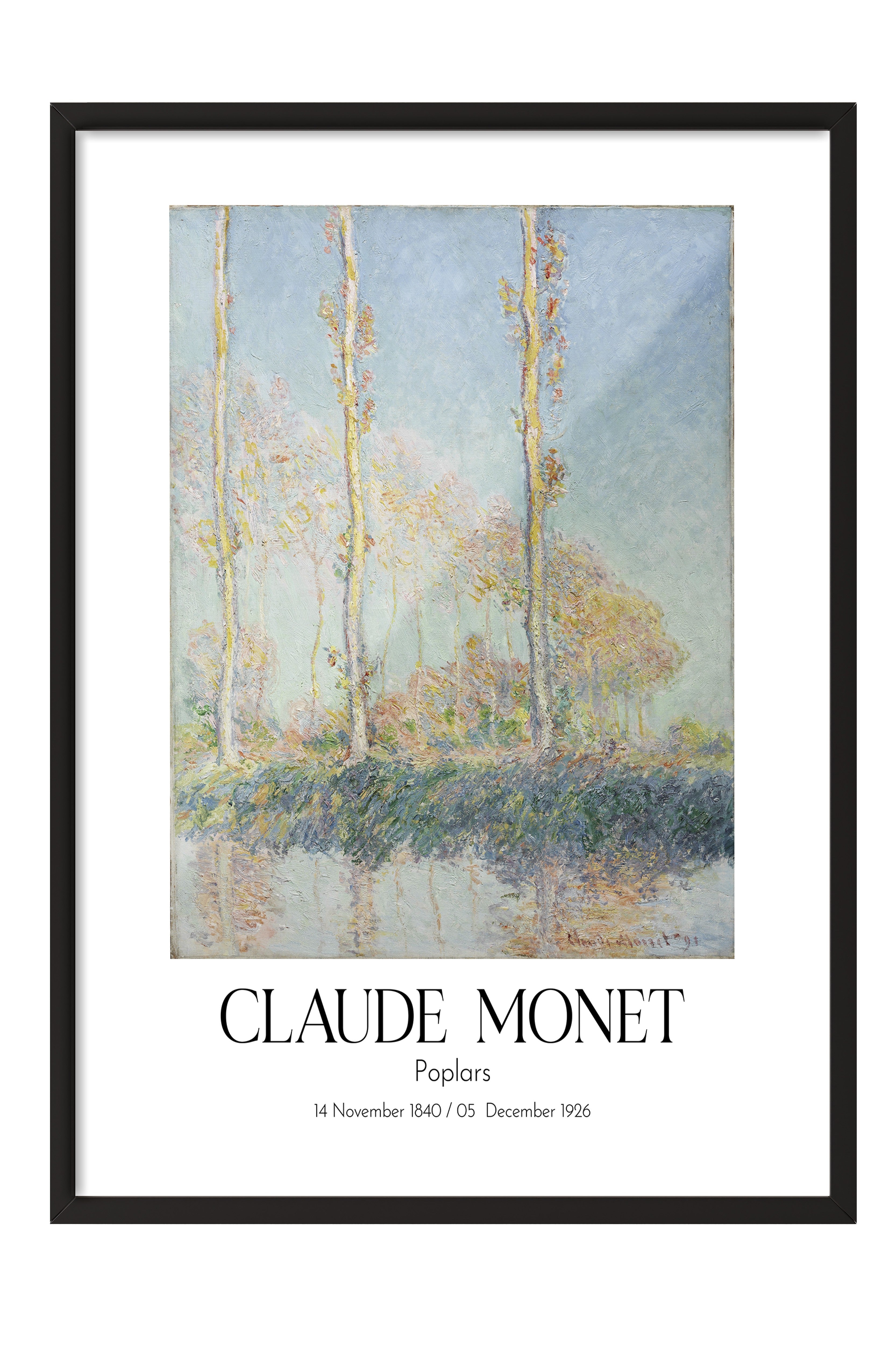 Claude Monet - Poplars, Siyah Çerçeveli Tablo, Sanat Serisi NO:110301