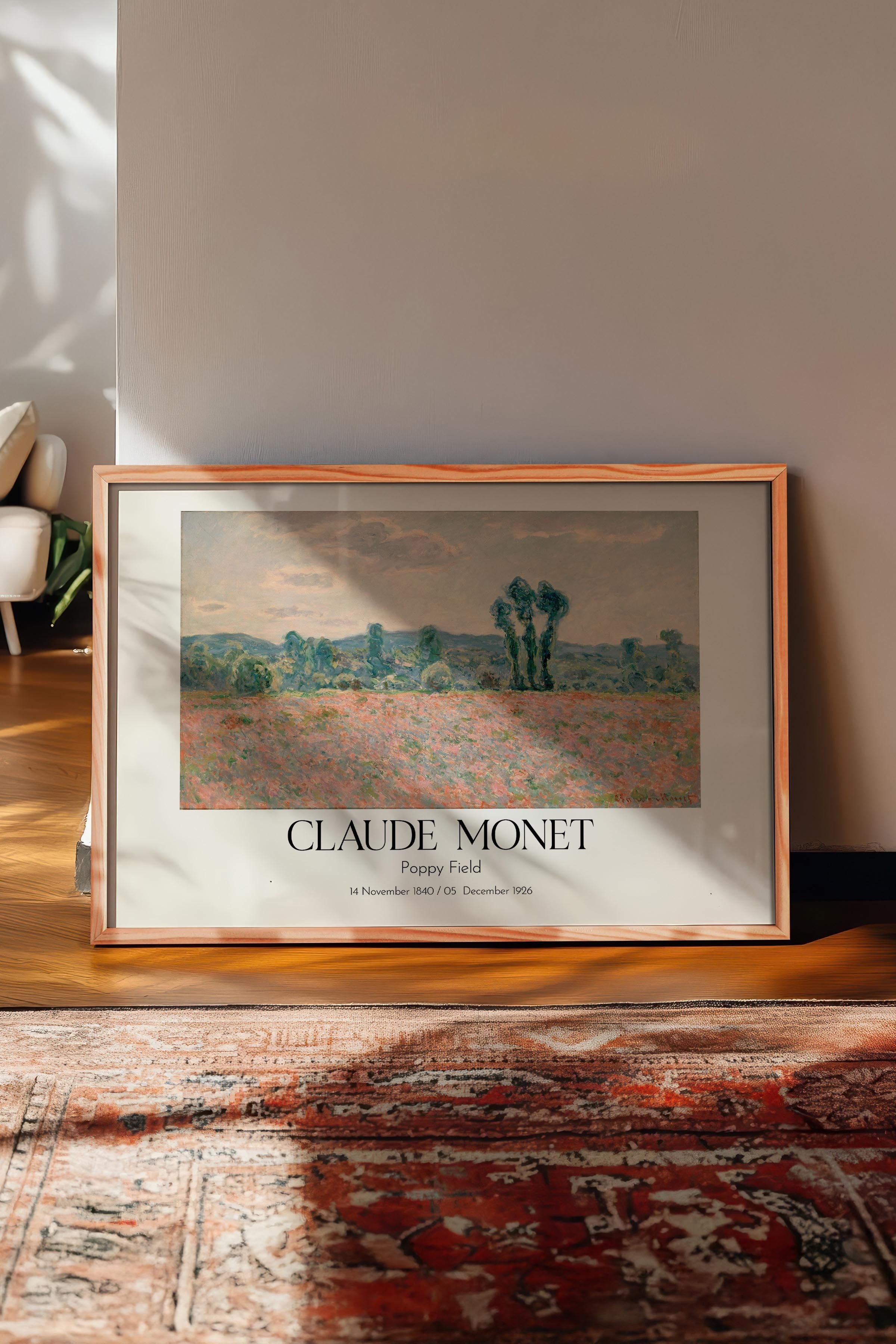 Claude Monet - Poppy Field, Ahşap Çerçeveli Tablo, Sanat Serisi NO:110320