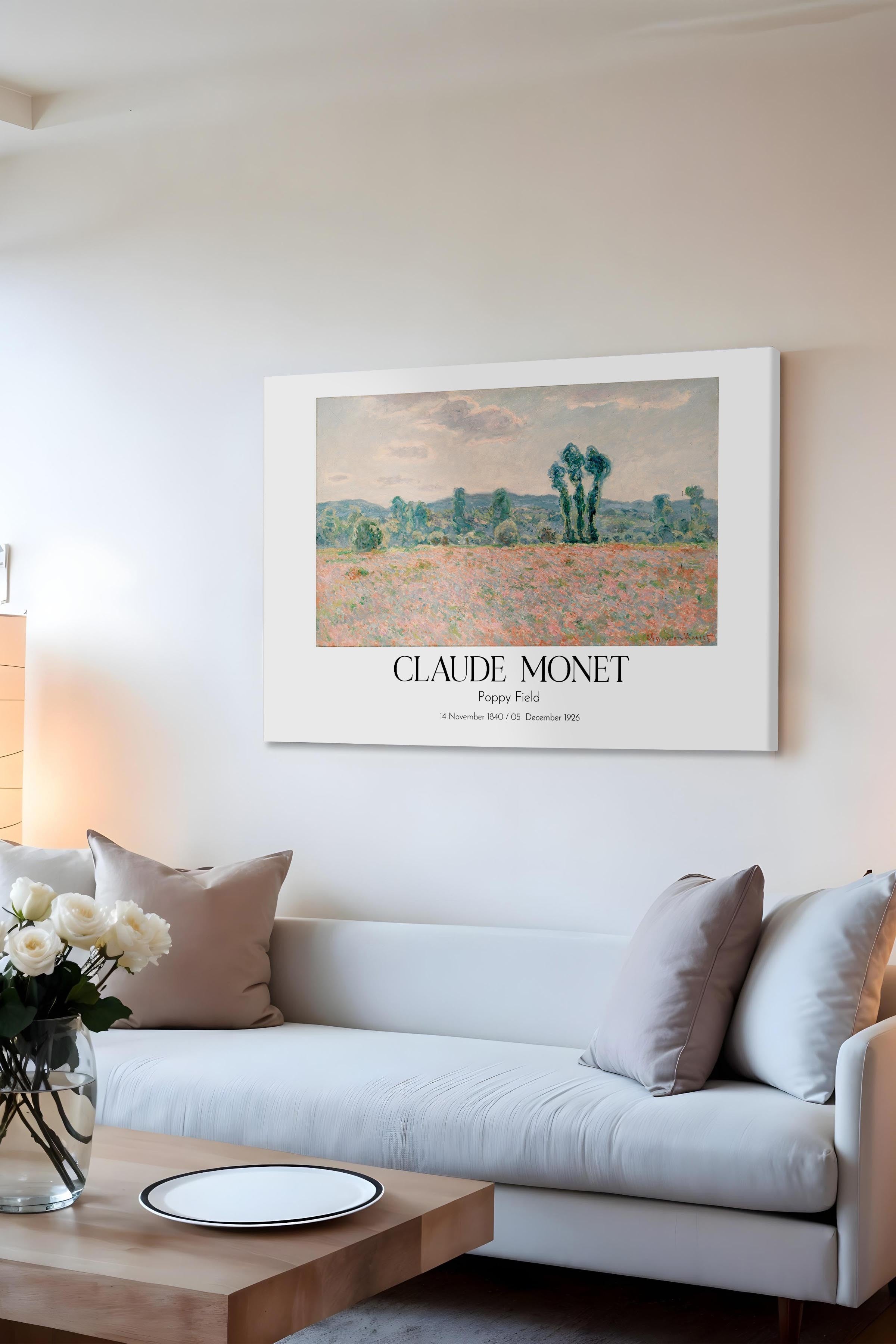 Claude Monet - Poppy Field, Kanvas Tablo, Sanat Serisi NO:110320