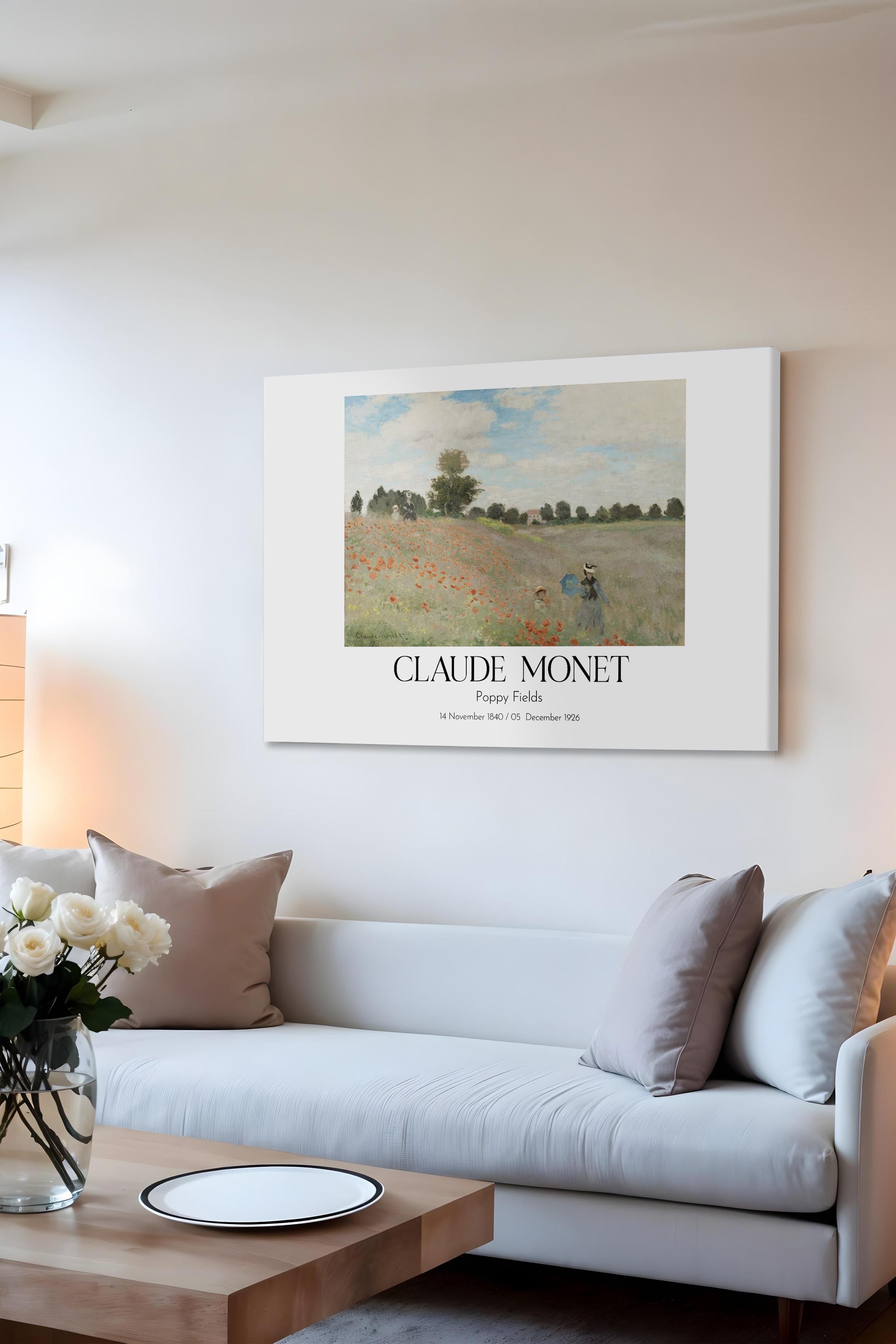Claude Monet - Poppy Fields, Kanvas Tablo, Sanat Serisi NO:110321
