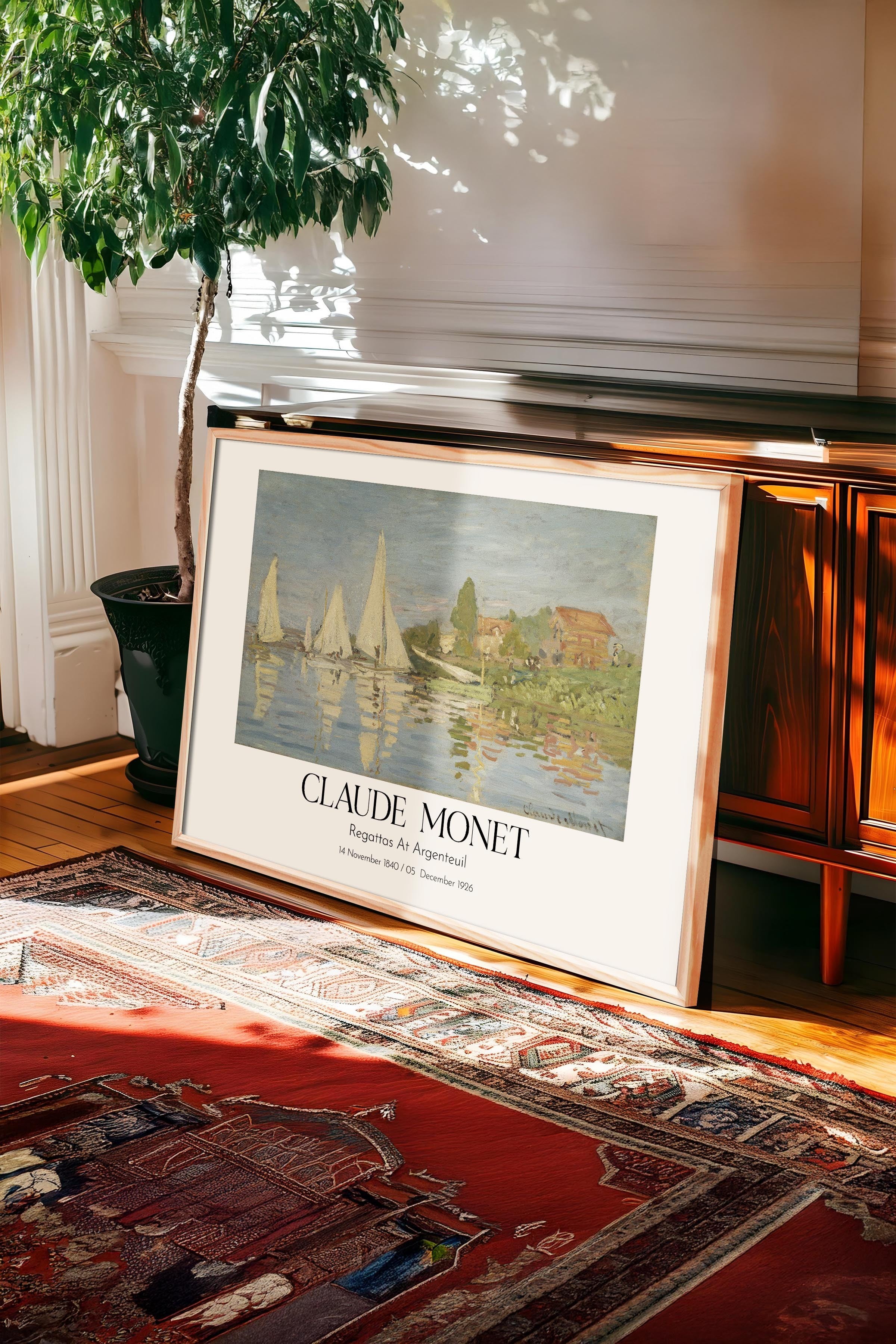 Claude Monet - Regattas At Argenteuil, Ahşap Çerçeveli Tablo, Sanat Serisi NO:110322