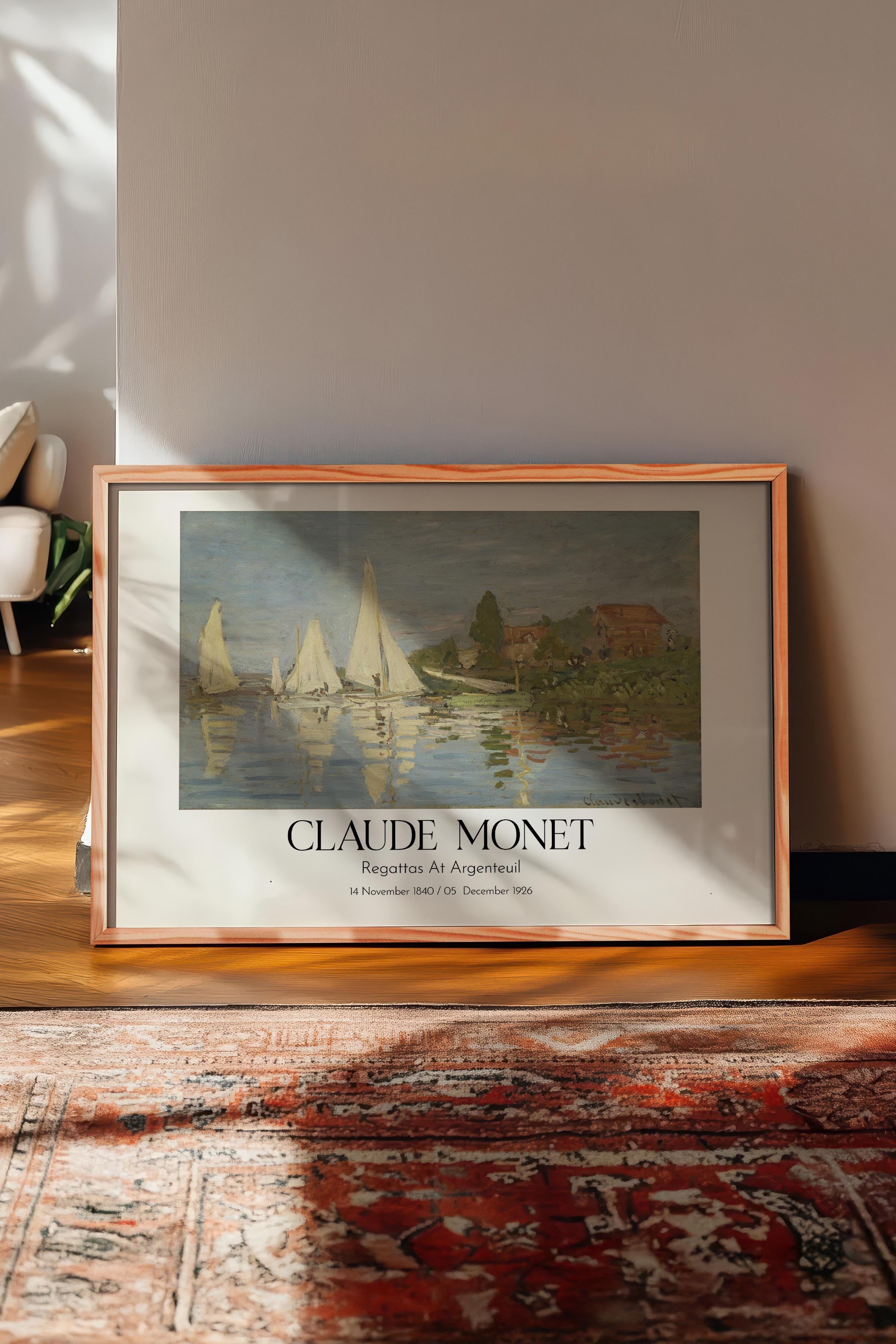 Claude Monet - Regattas At Argenteuil, Ahşap Çerçeveli Tablo, Sanat Serisi NO:110322
