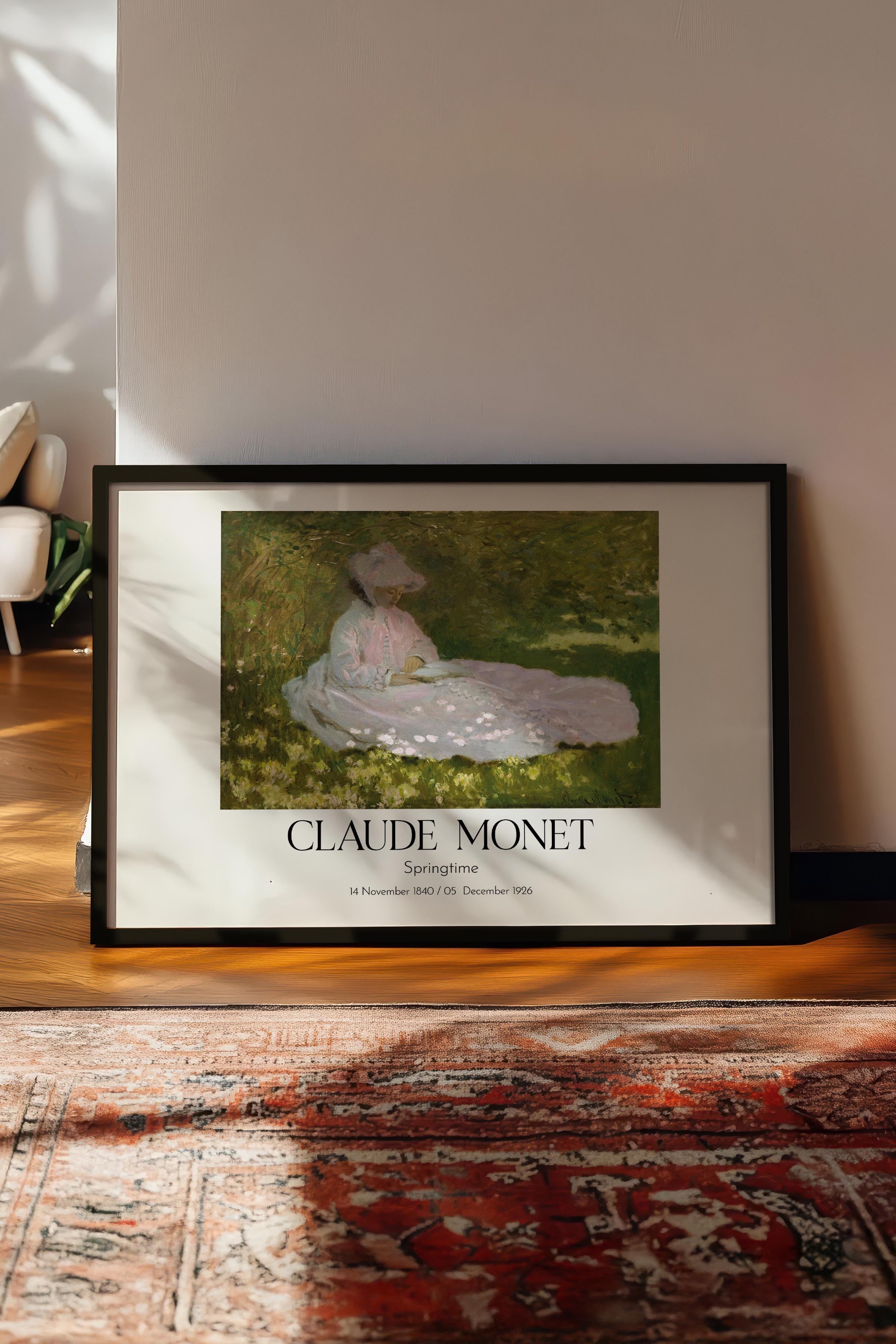 Claude Monet - Springtime, Siyah Çerçeveli Tablo, Sanat Serisi NO:110324