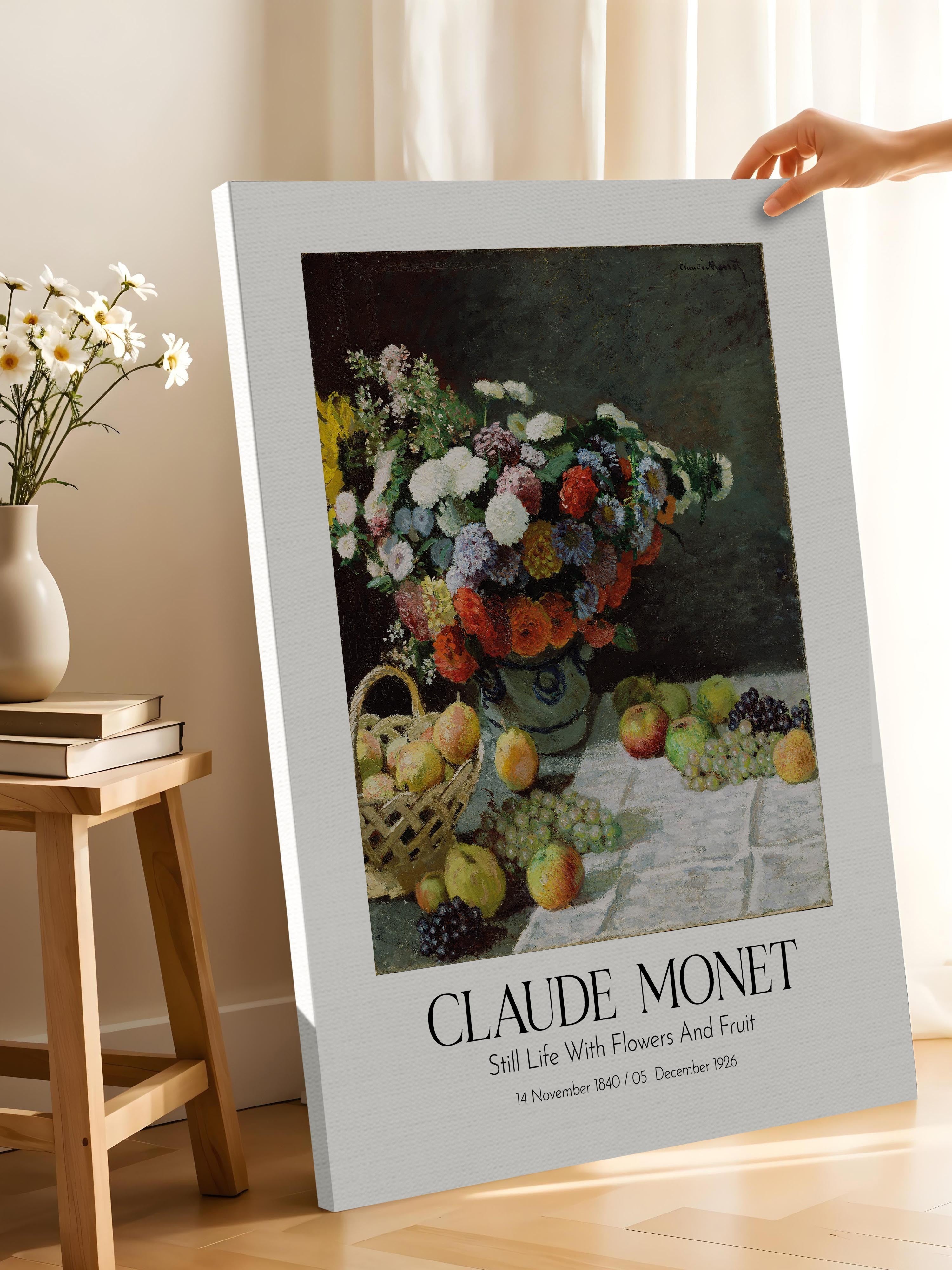 Claude Monet - Still Life With Flowers And Fruit, Kanvas Tablo, Sanat Serisi NO:110308
