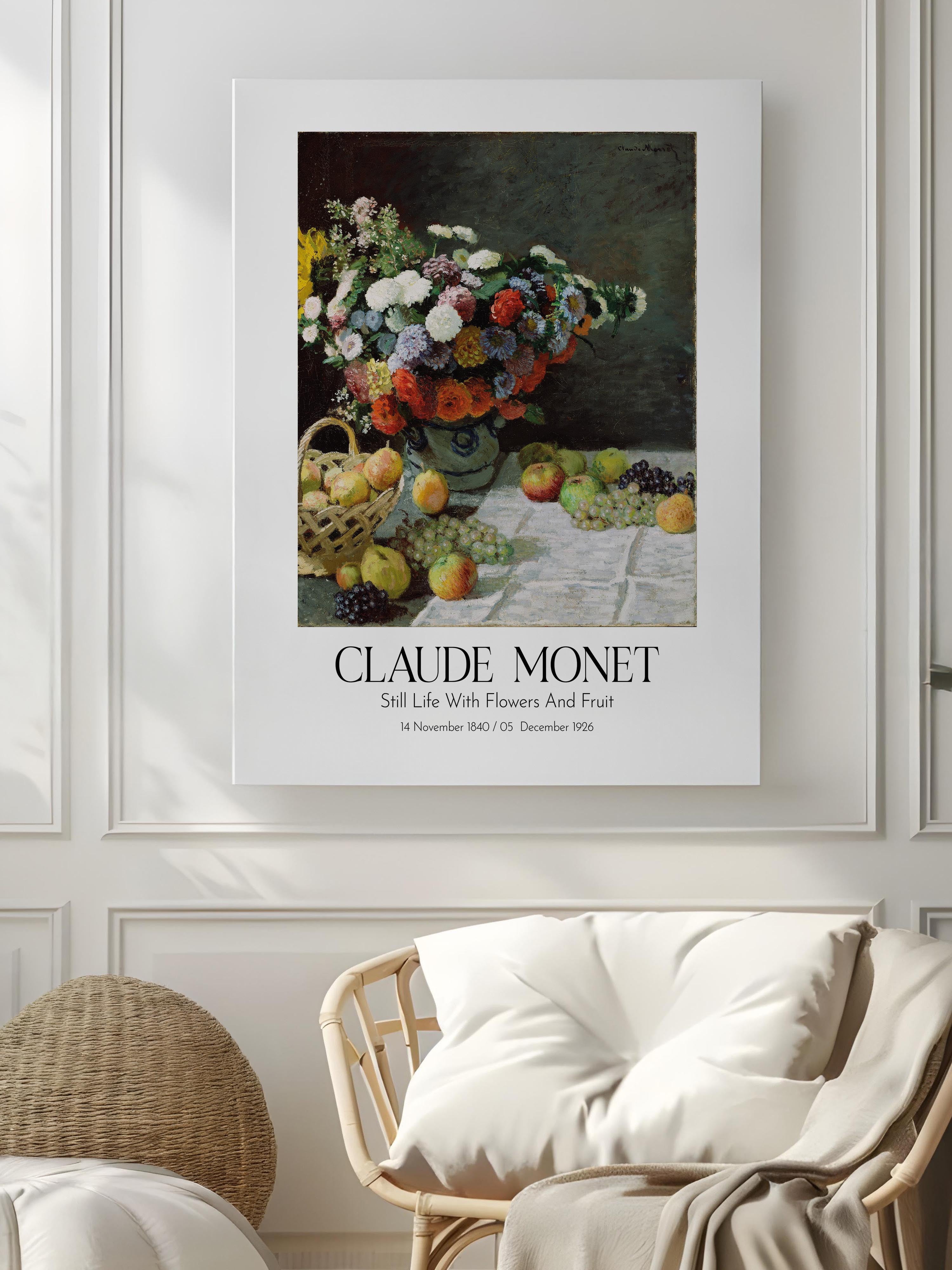 Claude Monet - Still Life With Flowers And Fruit, Kanvas Tablo, Sanat Serisi NO:110308