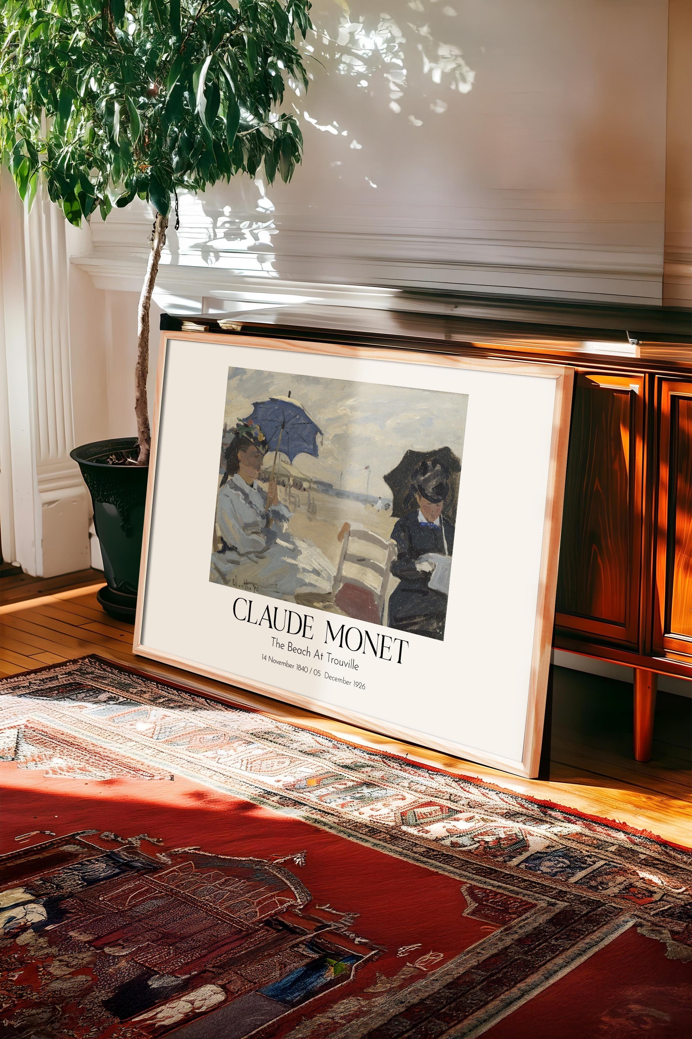 Claude Monet - The Beach At Trouville, Ahşap Çerçeveli Tablo, Sanat Serisi NO:110326