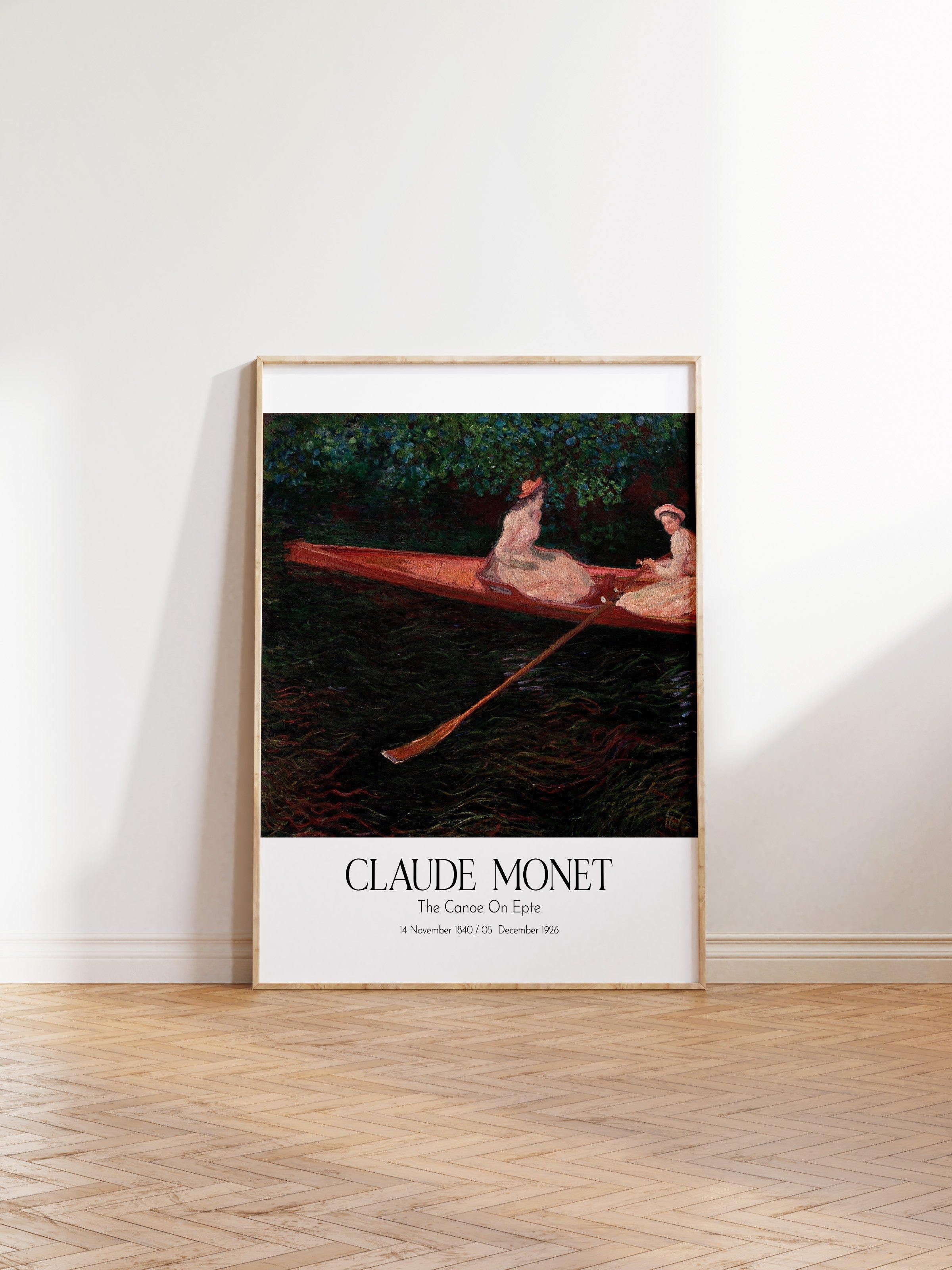 Claude Monet - The Canoe On Epte, Ahşap Çerçeveli Tablo, Sanat Serisi NO:110303