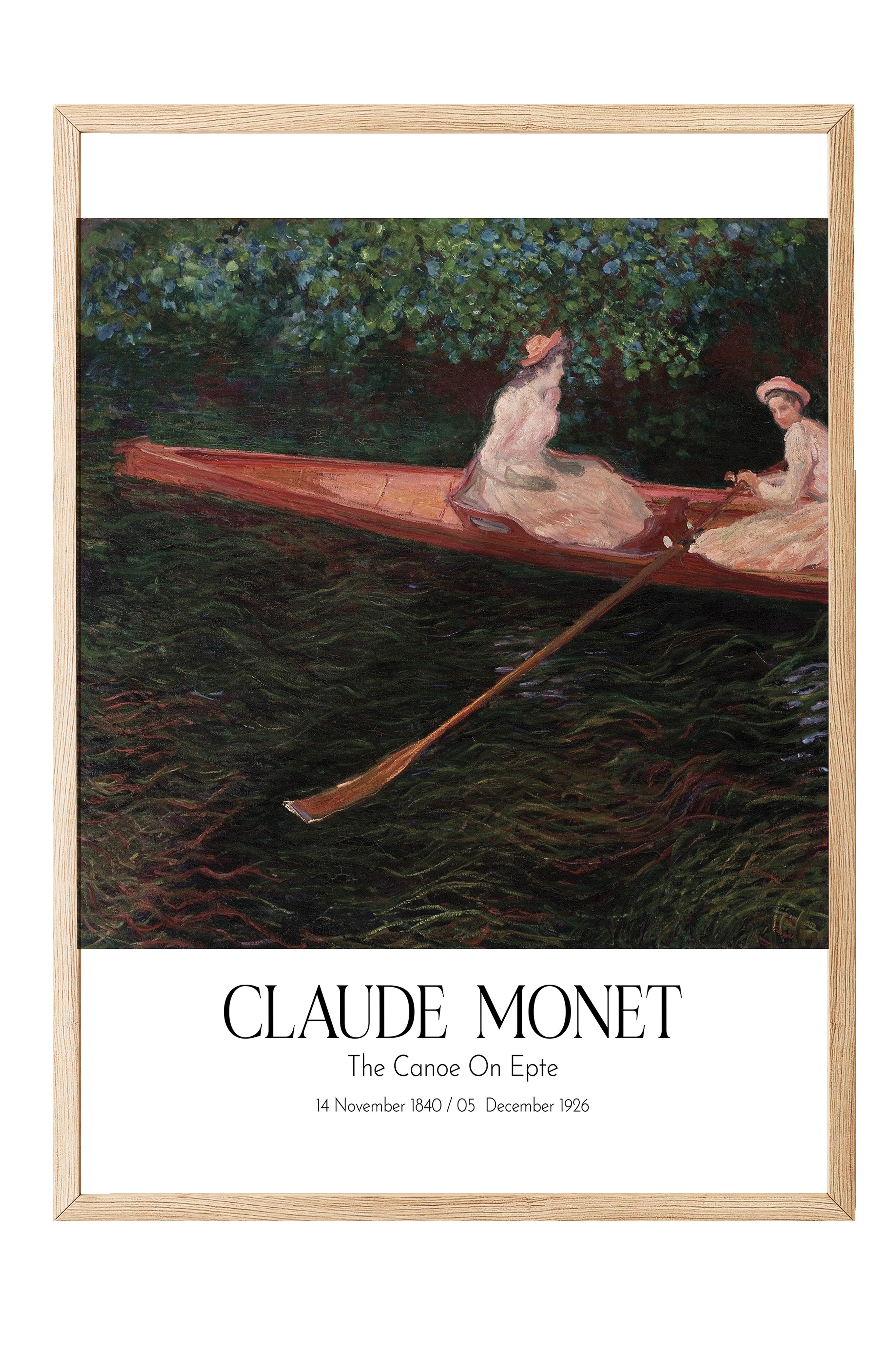 Claude Monet - The Canoe On Epte, Ahşap Çerçeveli Tablo, Sanat Serisi NO:110303