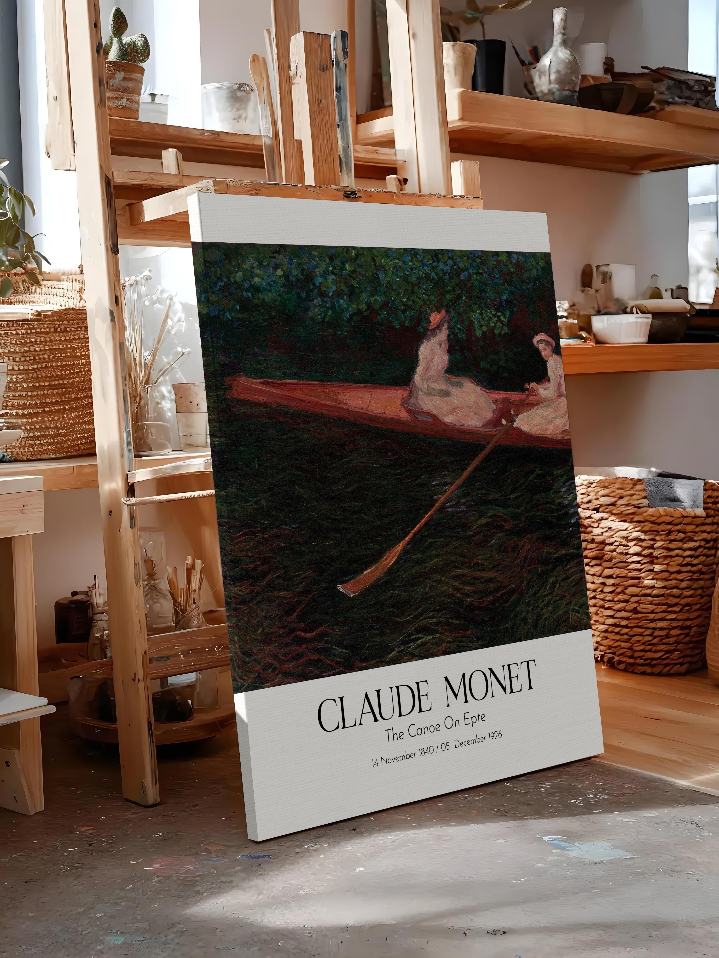 Claude Monet - The Canoe On Epte, Kanvas Tablo, Sanat Serisi NO:110303