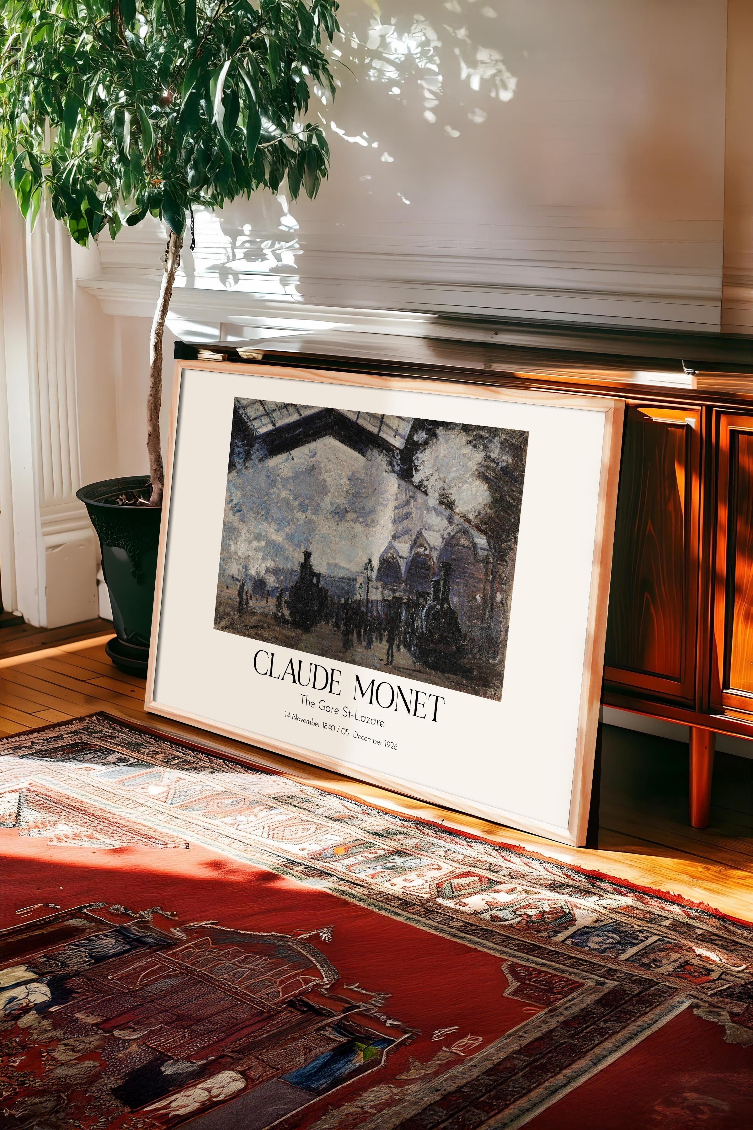 Claude Monet - The Gare St-Lazare, Ahşap Çerçeveli Tablo, Sanat Serisi NO:110328