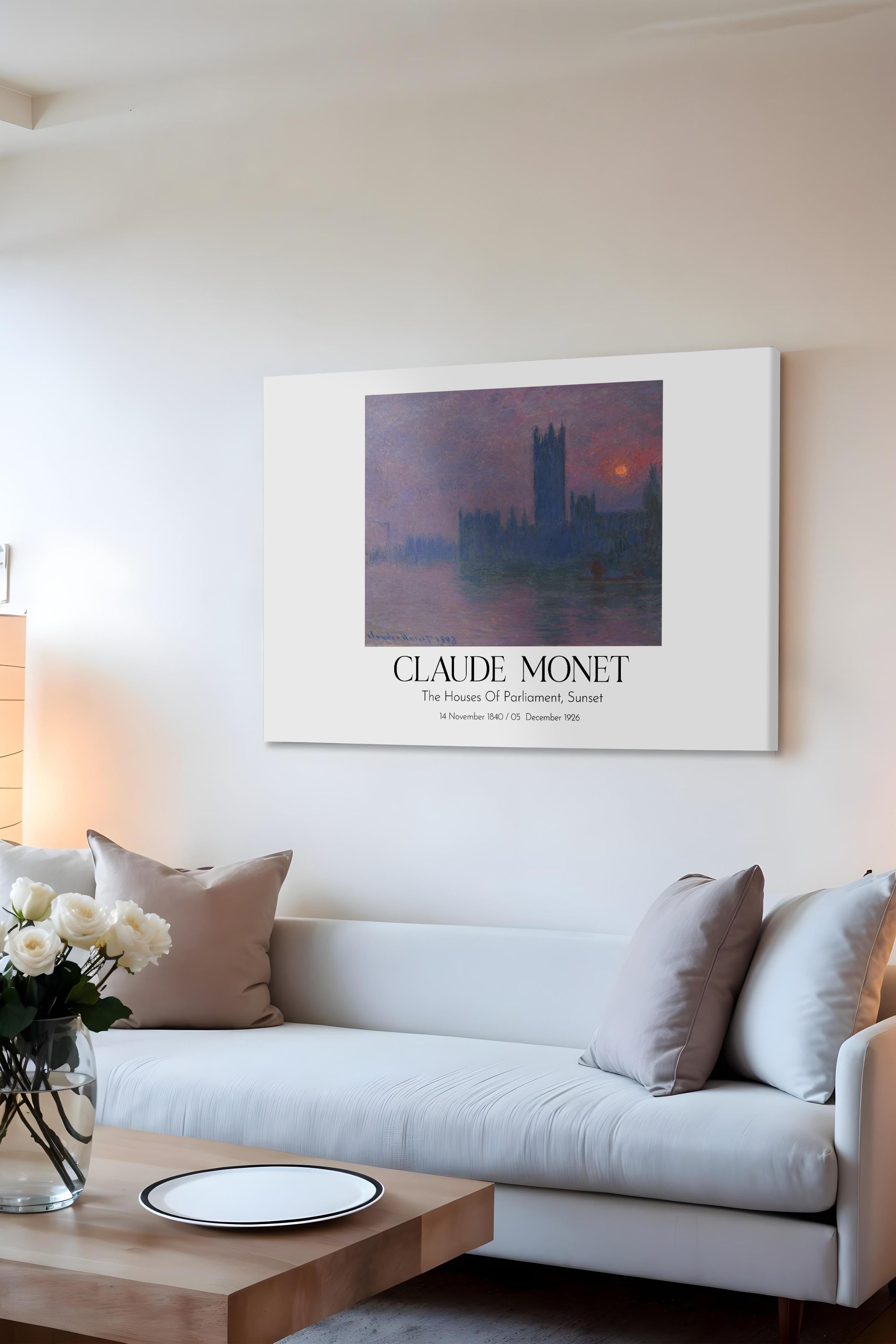 Claude Monet - The Houses Of Parliament, Sunset, Kanvas Tablo, Sanat Serisi NO:110329
