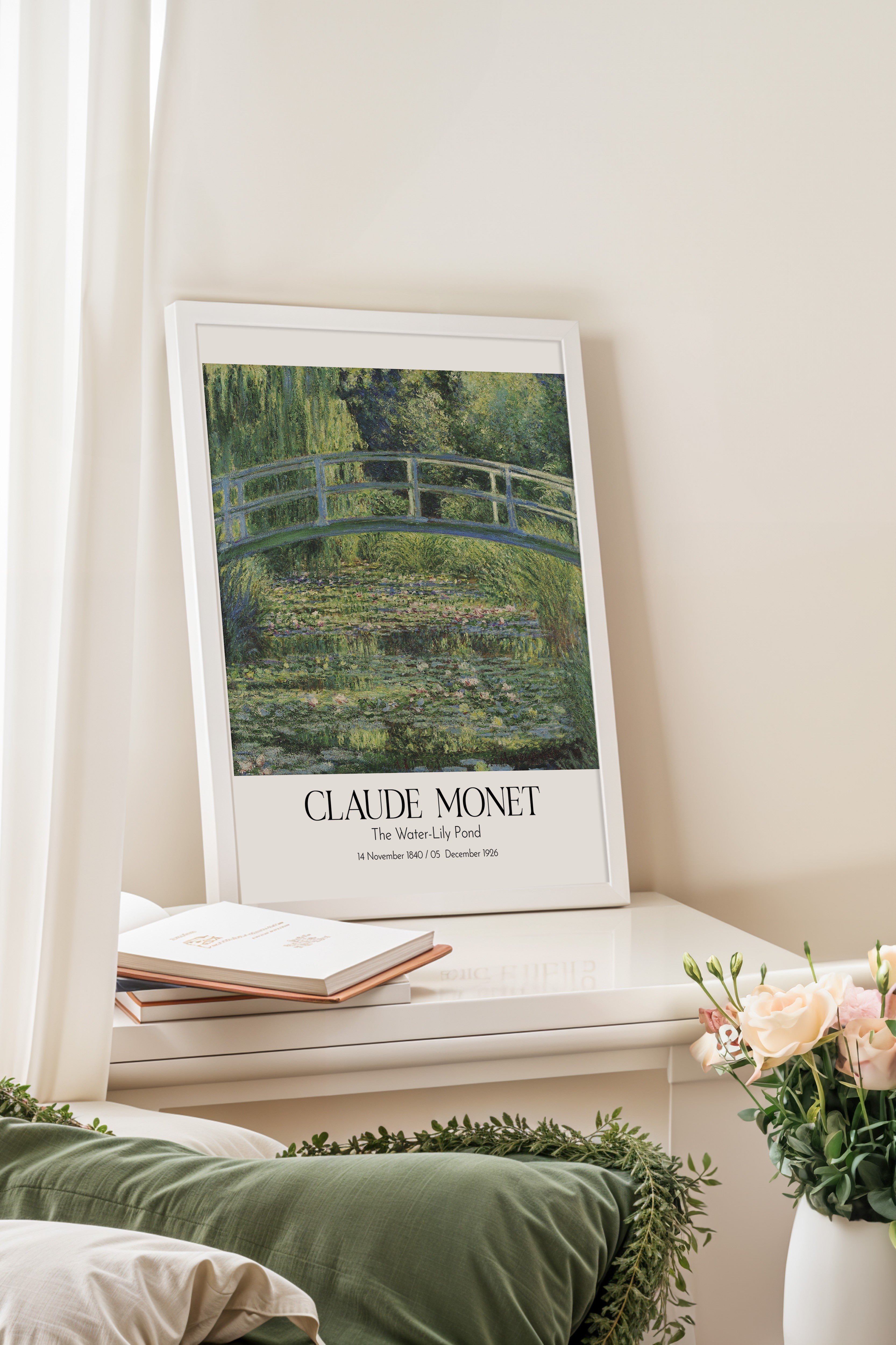 Claude Monet - The Water-Lily Pond, Beyaz Çerçeveli Tablo, Sanat Serisi NO:110302