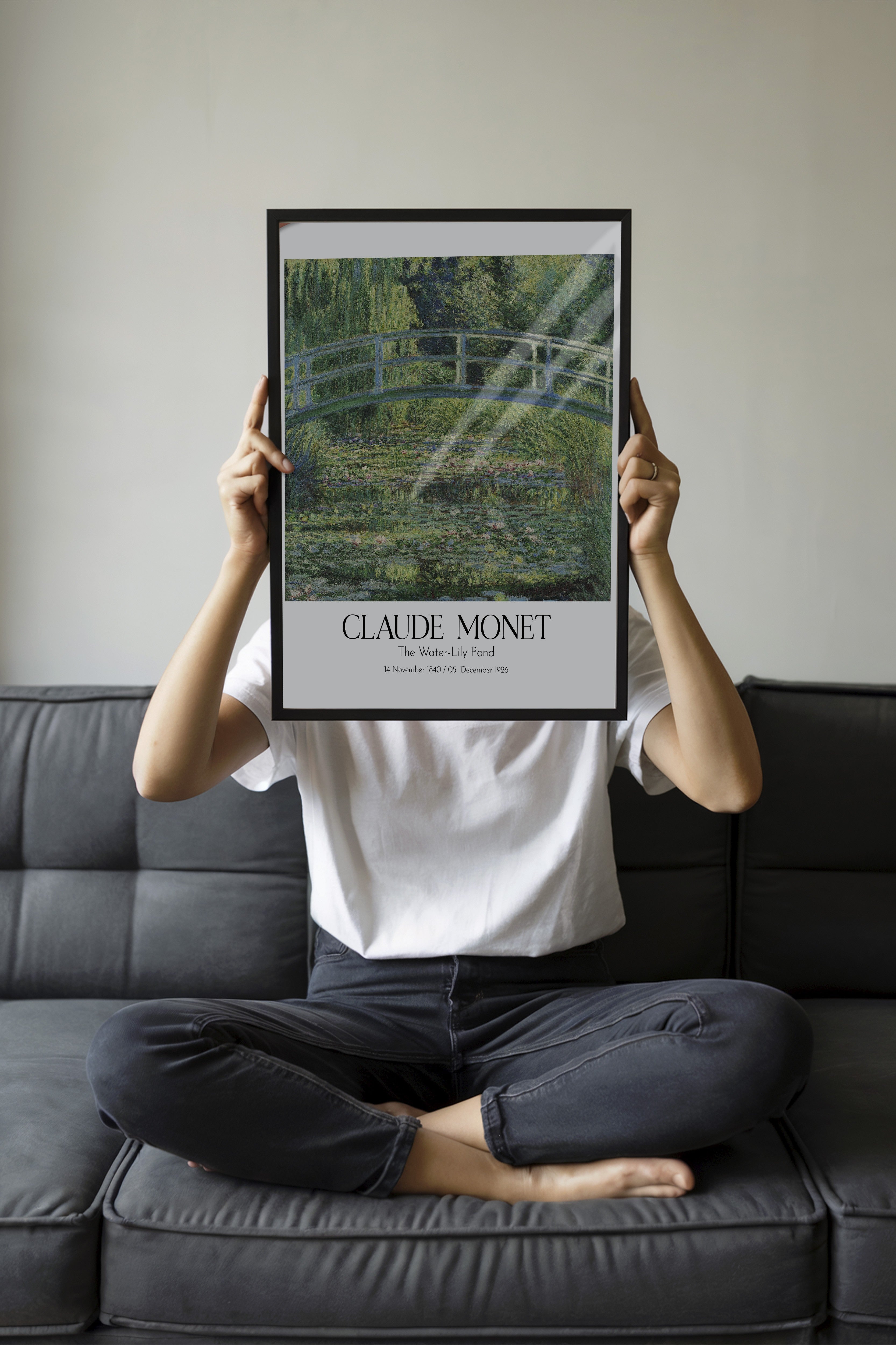 Claude Monet - The Water-Lily Pond, Siyah Çerçeveli Tablo, Sanat Serisi NO:110302