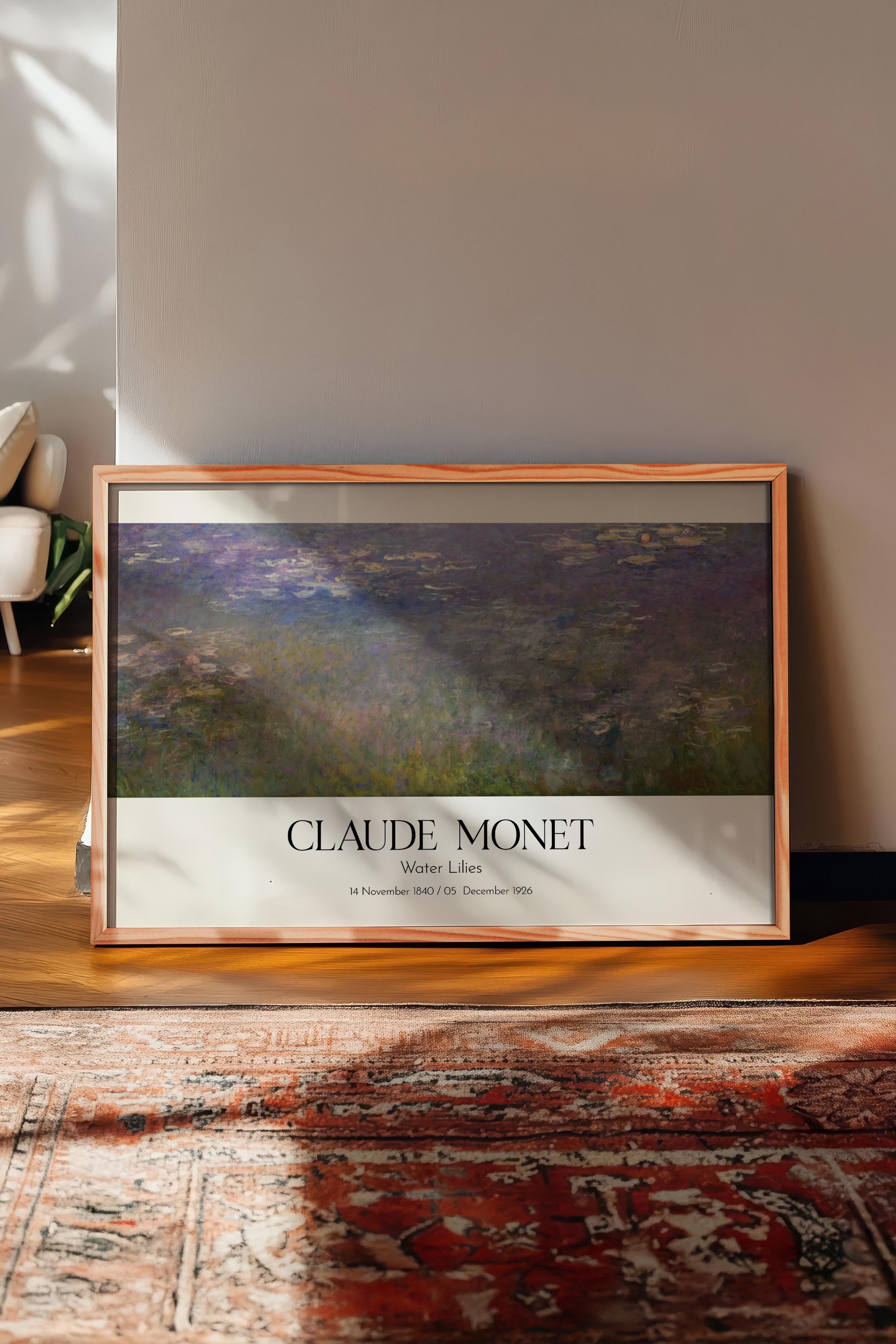 Claude Monet - Water Lilies, Ahşap Çerçeveli Tablo, Sanat Serisi NO:110314
