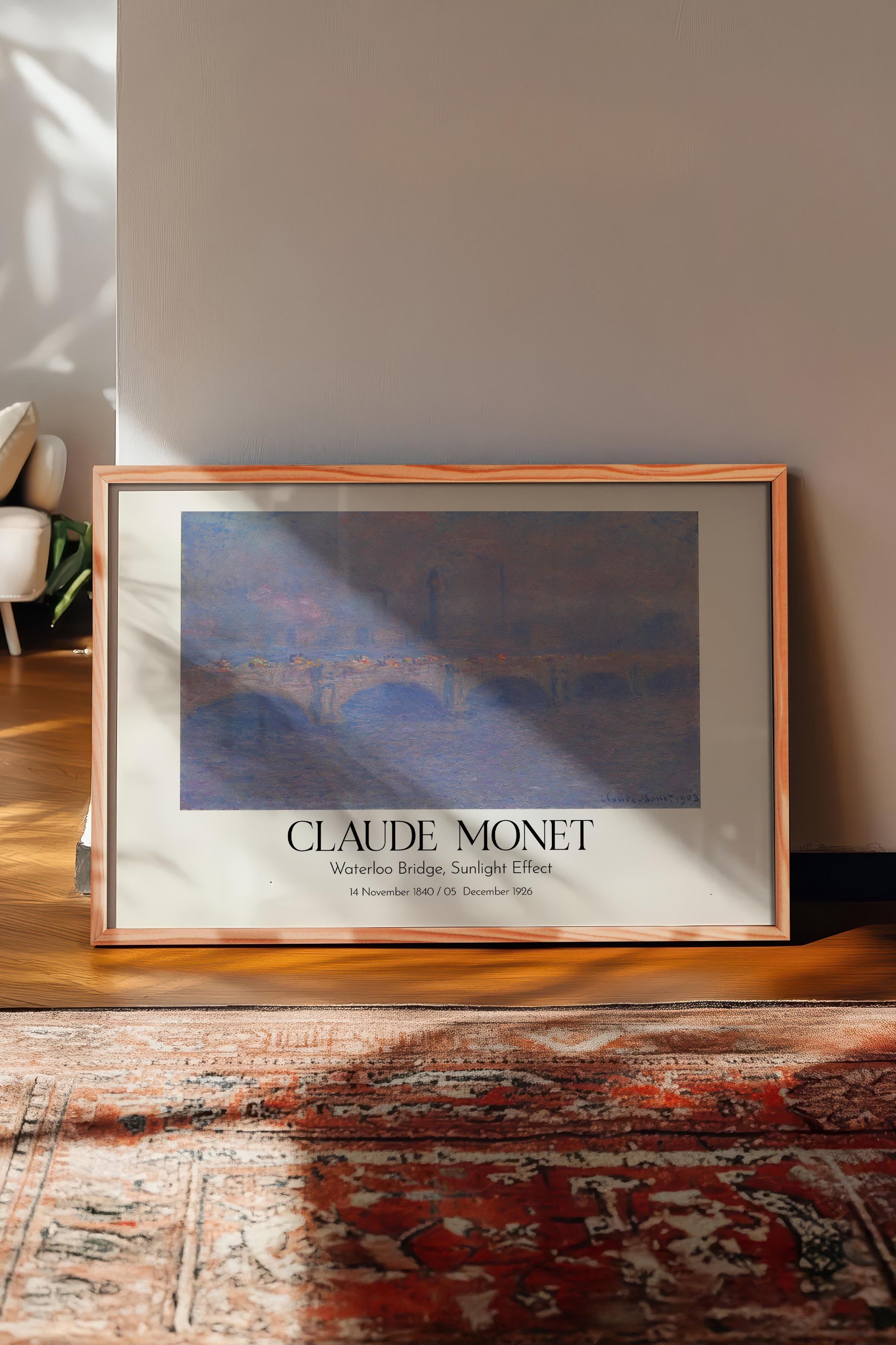 Claude Monet - Waterloo Bridge, Sunlight Effect, Ahşap Çerçeveli Tablo, Sanat Serisi NO:110315