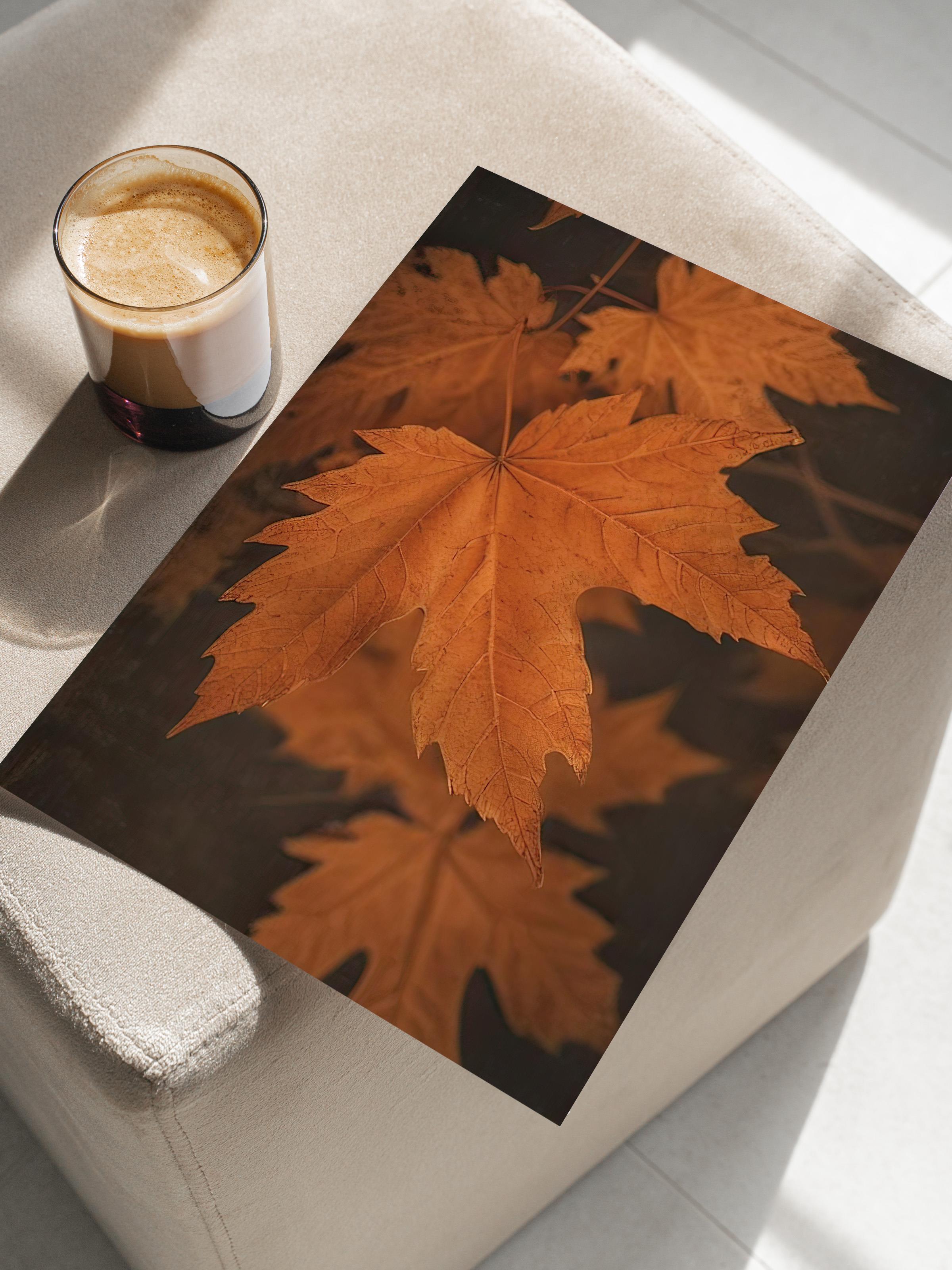 Close Up Leaf Poster, Çerçevesiz Duvar Posteri, Dikey Duvar Tablosu Comfort Serisi NO:108350