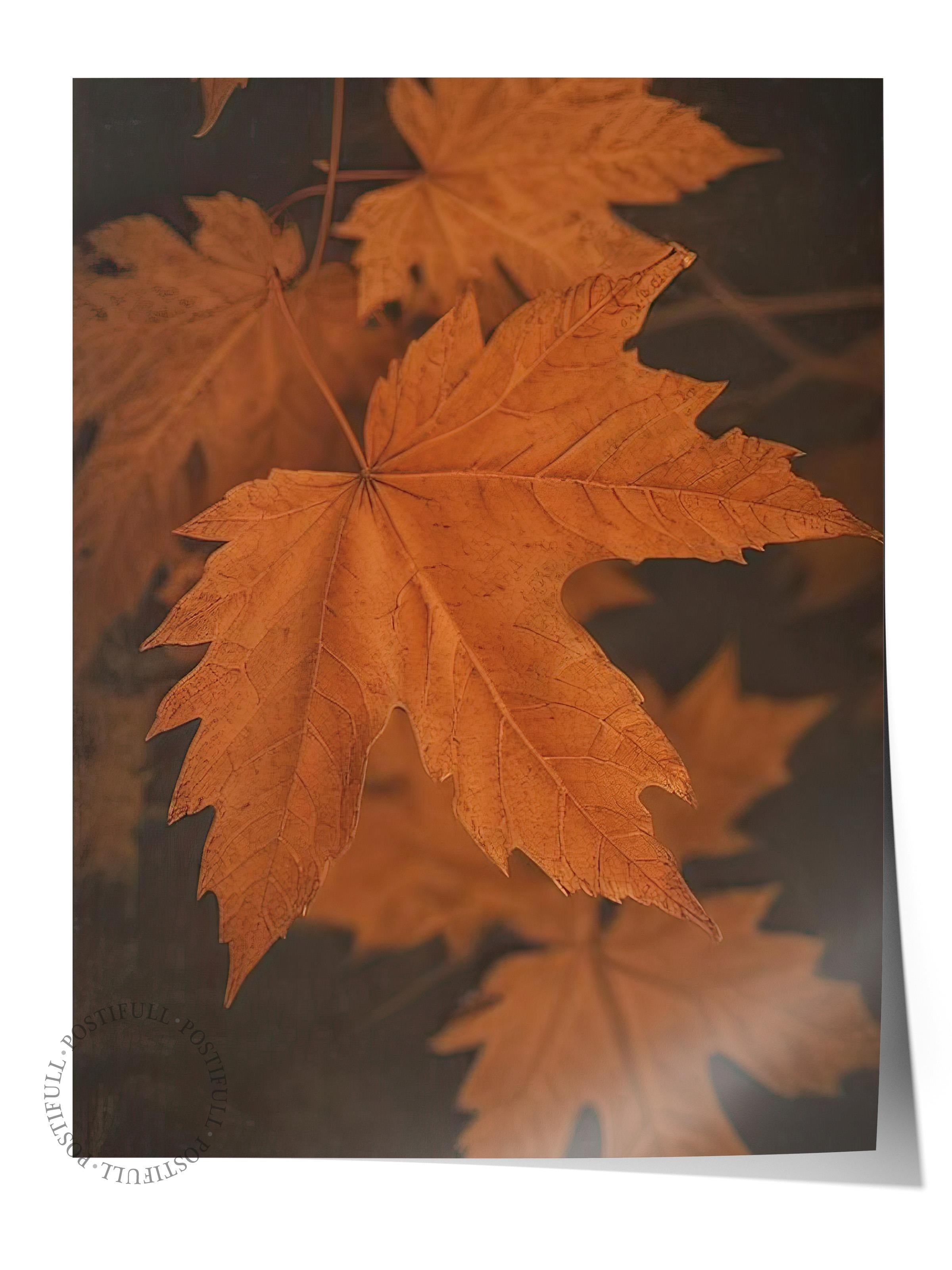 Close Up Leaf Poster, Çerçevesiz Duvar Posteri, Dikey Duvar Tablosu Comfort Serisi NO:108350