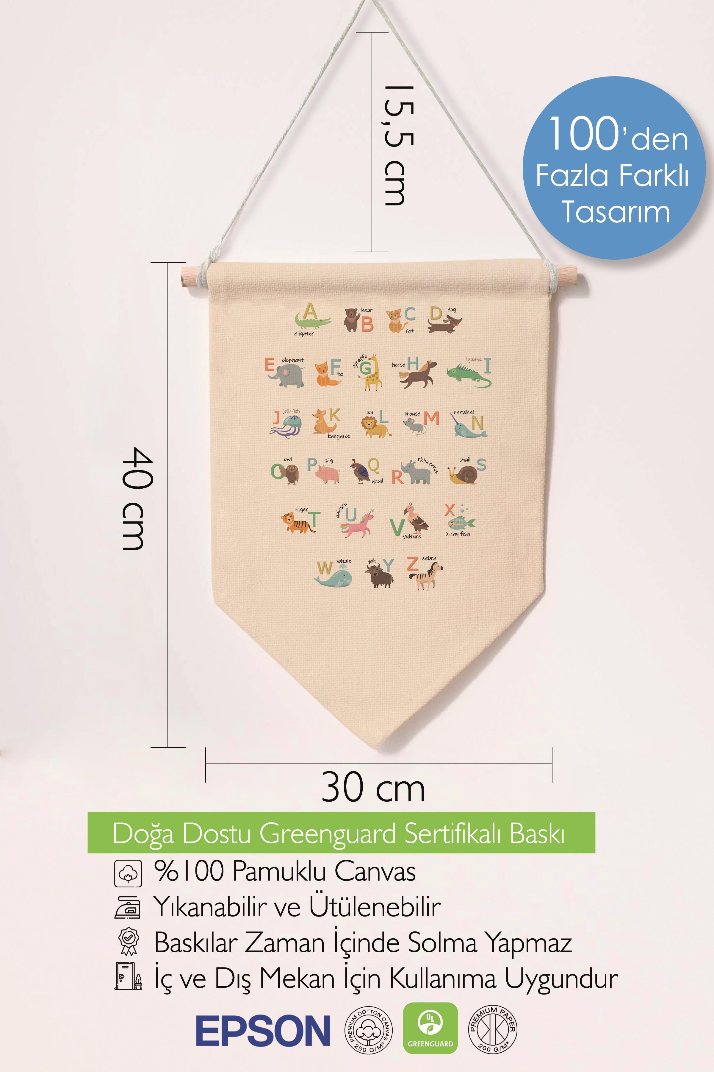 Çocuk Odası Dekor, Duvar Süsü, Ahşap Bebek Odası Dekor, Canvas Flama, Alfabe Pastel Renkli