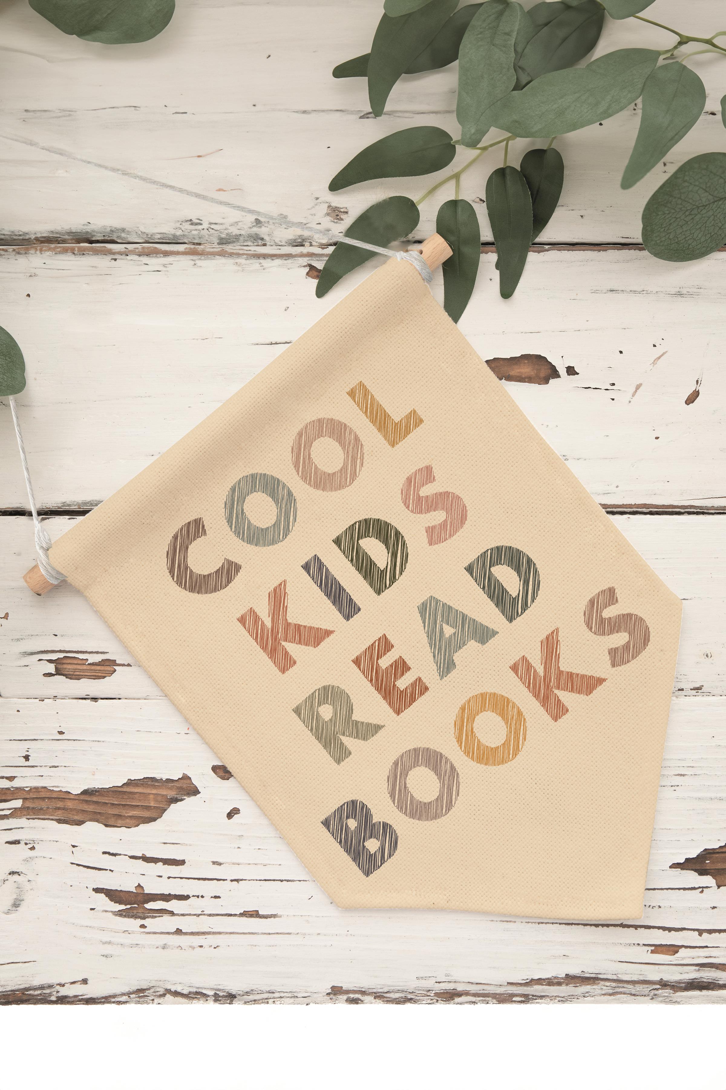 Çocuk Odası Dekor, Duvar Süsü, Ahşap Bebek Odası Dekor, Canvas Flama, Cool Kids Read Books