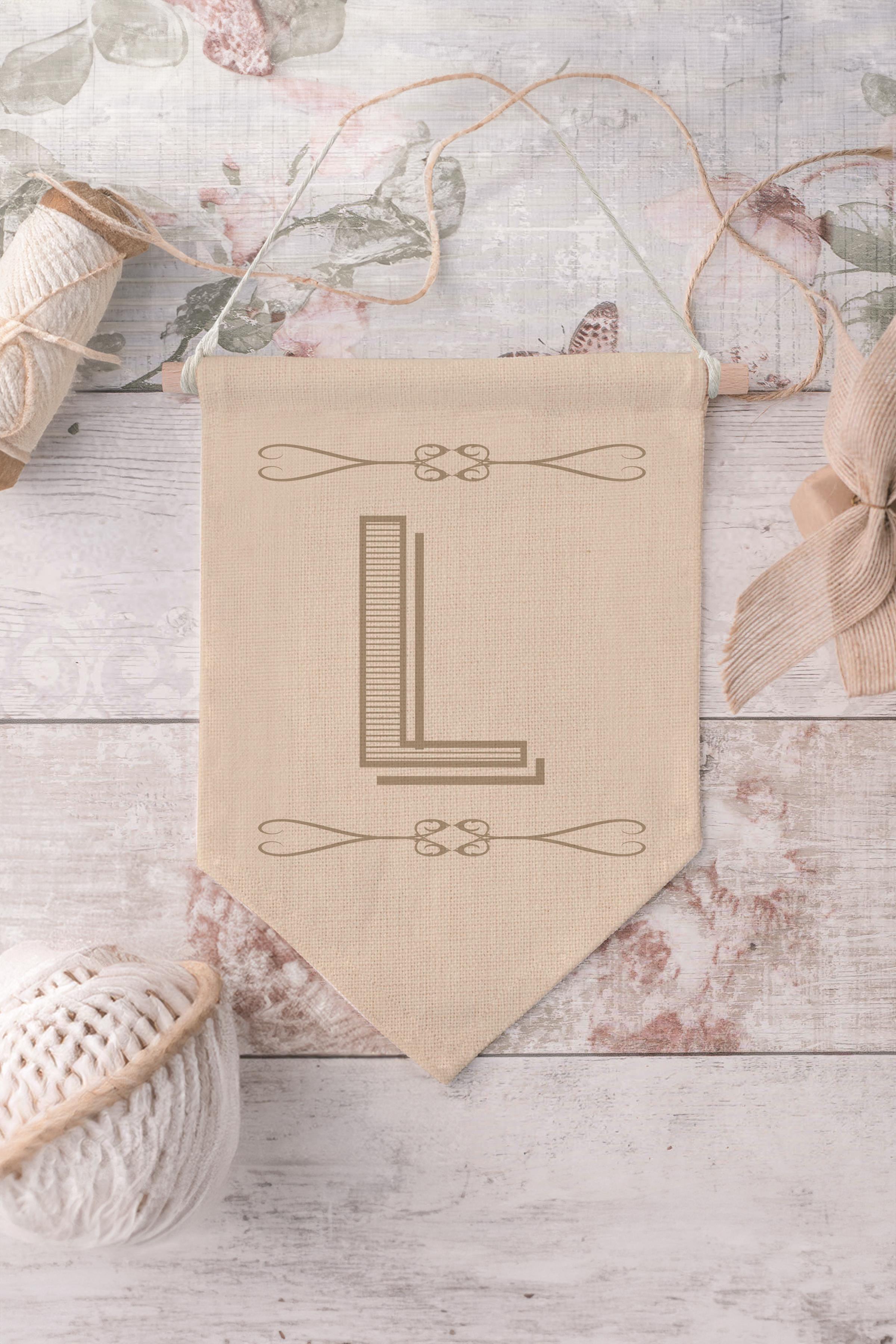 Çocuk Odası Dekor, Duvar Süsü, Ahşap Bebek Odası Dekor, Canvas Flama, Boho Monogram L Harfi