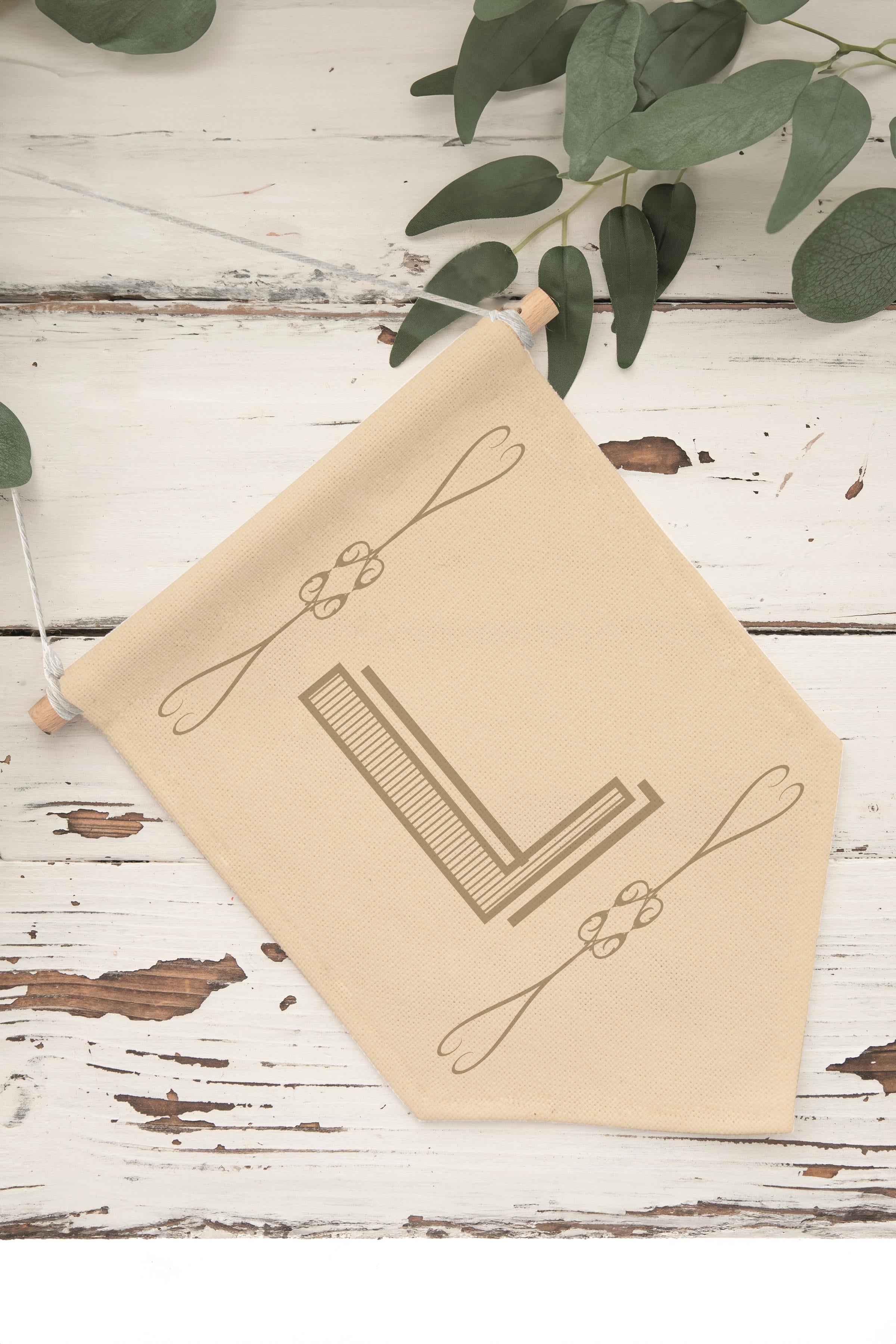 Çocuk Odası Dekor, Duvar Süsü, Ahşap Bebek Odası Dekor, Canvas Flama, Boho Monogram L Harfi