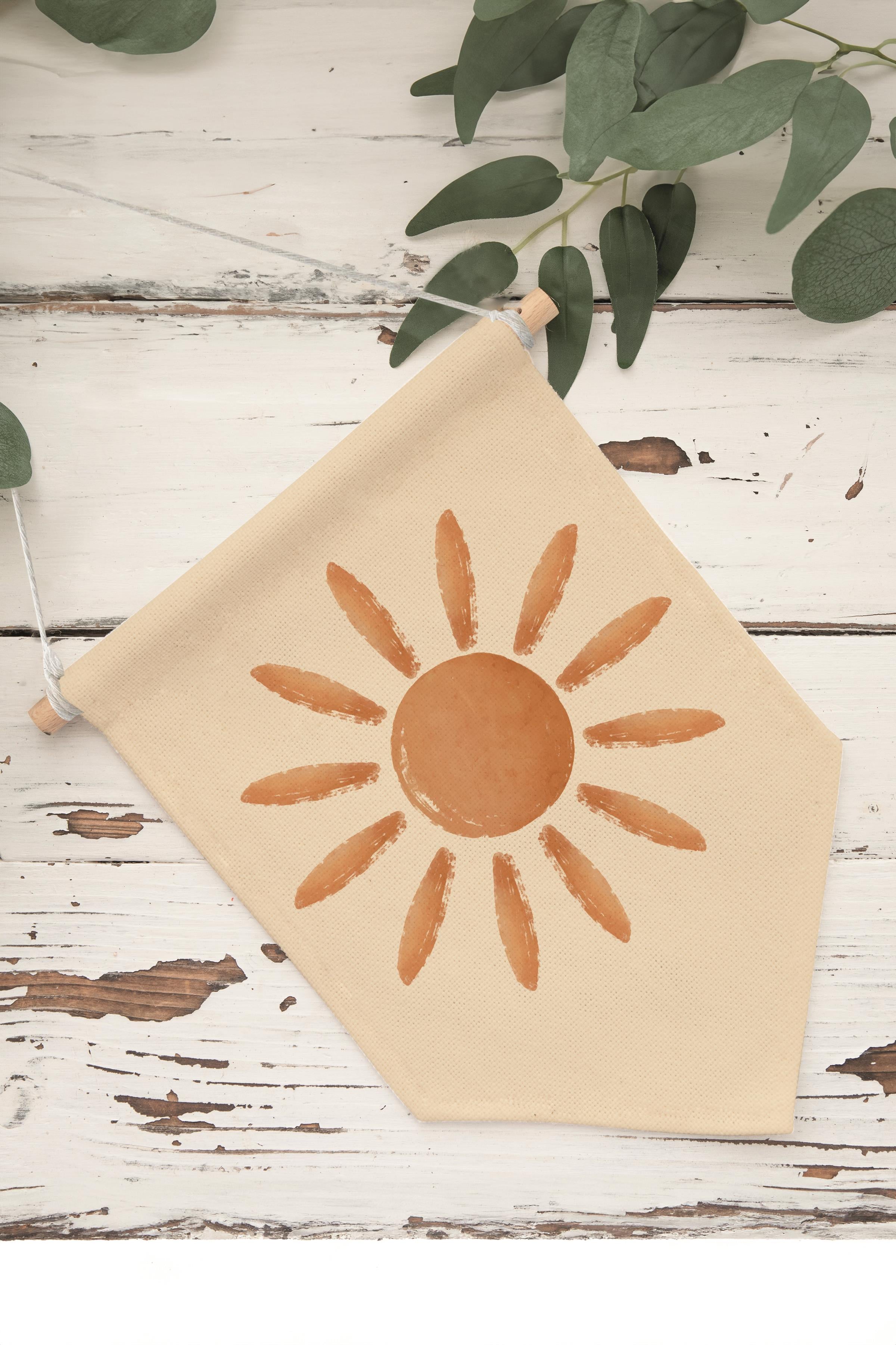 Çocuk Odası Dekor, Duvar Süsü, Ahşap Bebek Odası Dekor, Canvas Flama, Çiçek - Mavi Beyaz