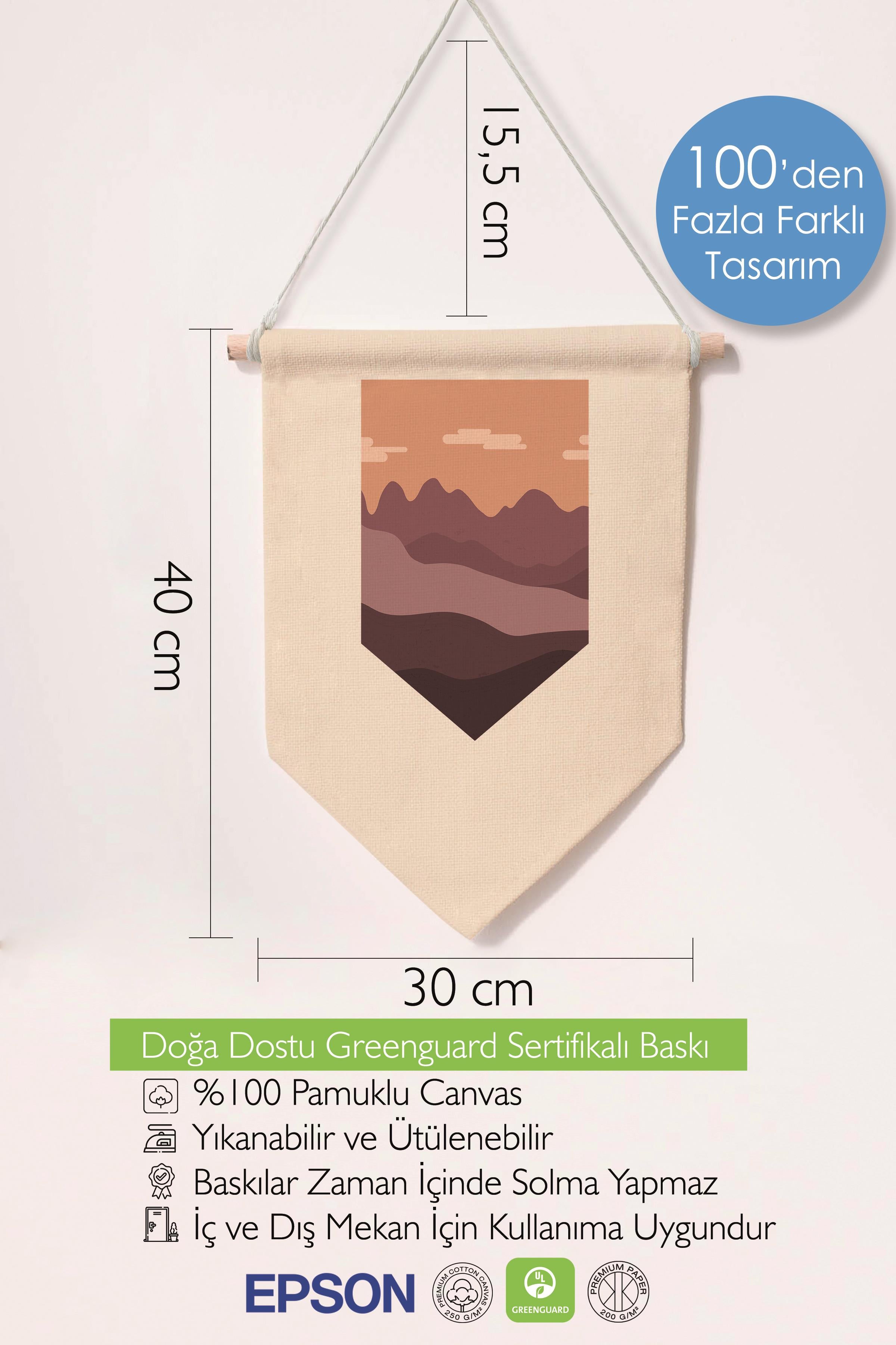 Çocuk Odası Dekor, Duvar Süsü, Ahşap Bebek Odası Dekor, Canvas Flama, Dağ Manzarası - Mor
