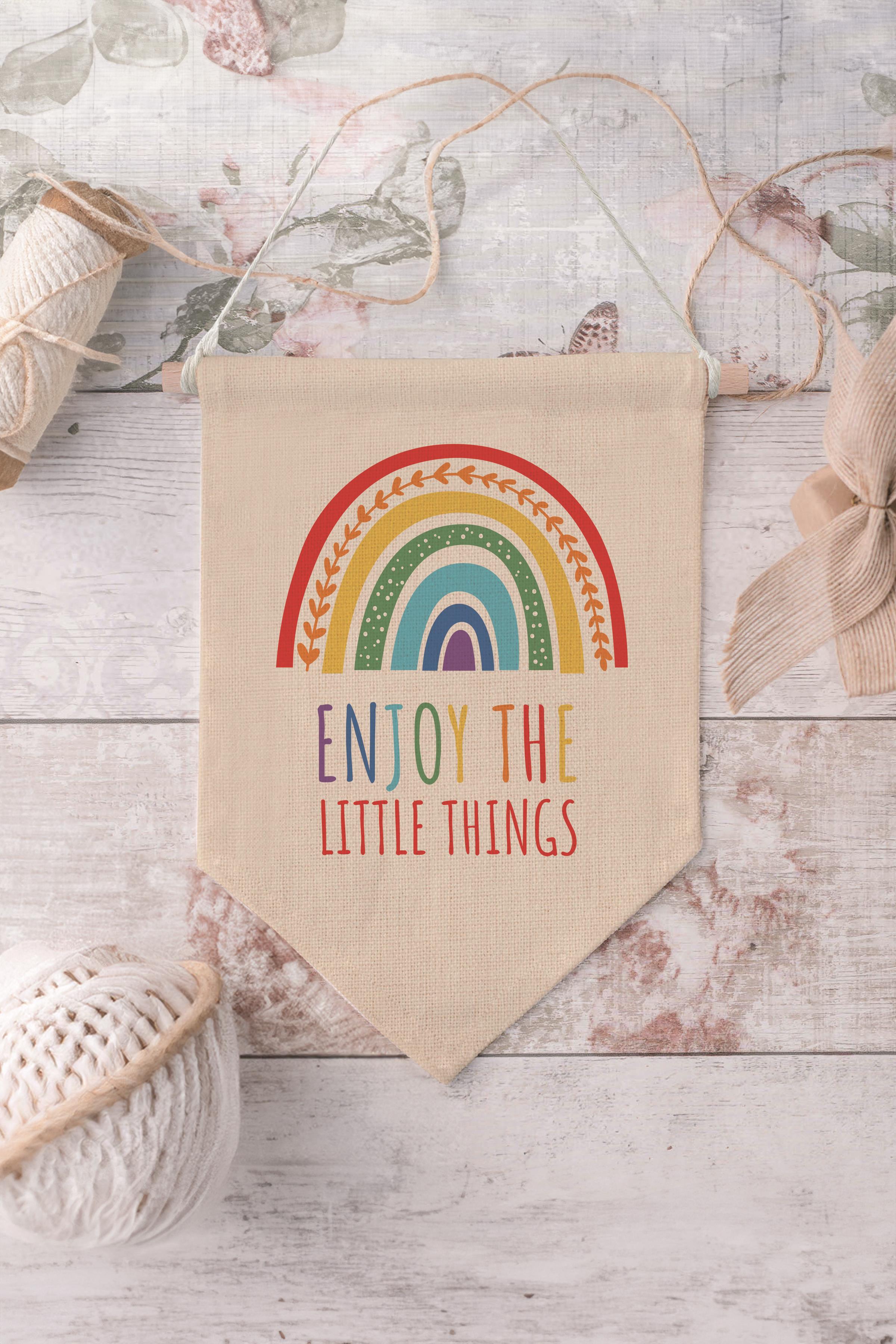 Çocuk Odası Dekor, Duvar Süsü, Ahşap Bebek Odası Dekor, Canvas Flama, Enjoy the Little Things