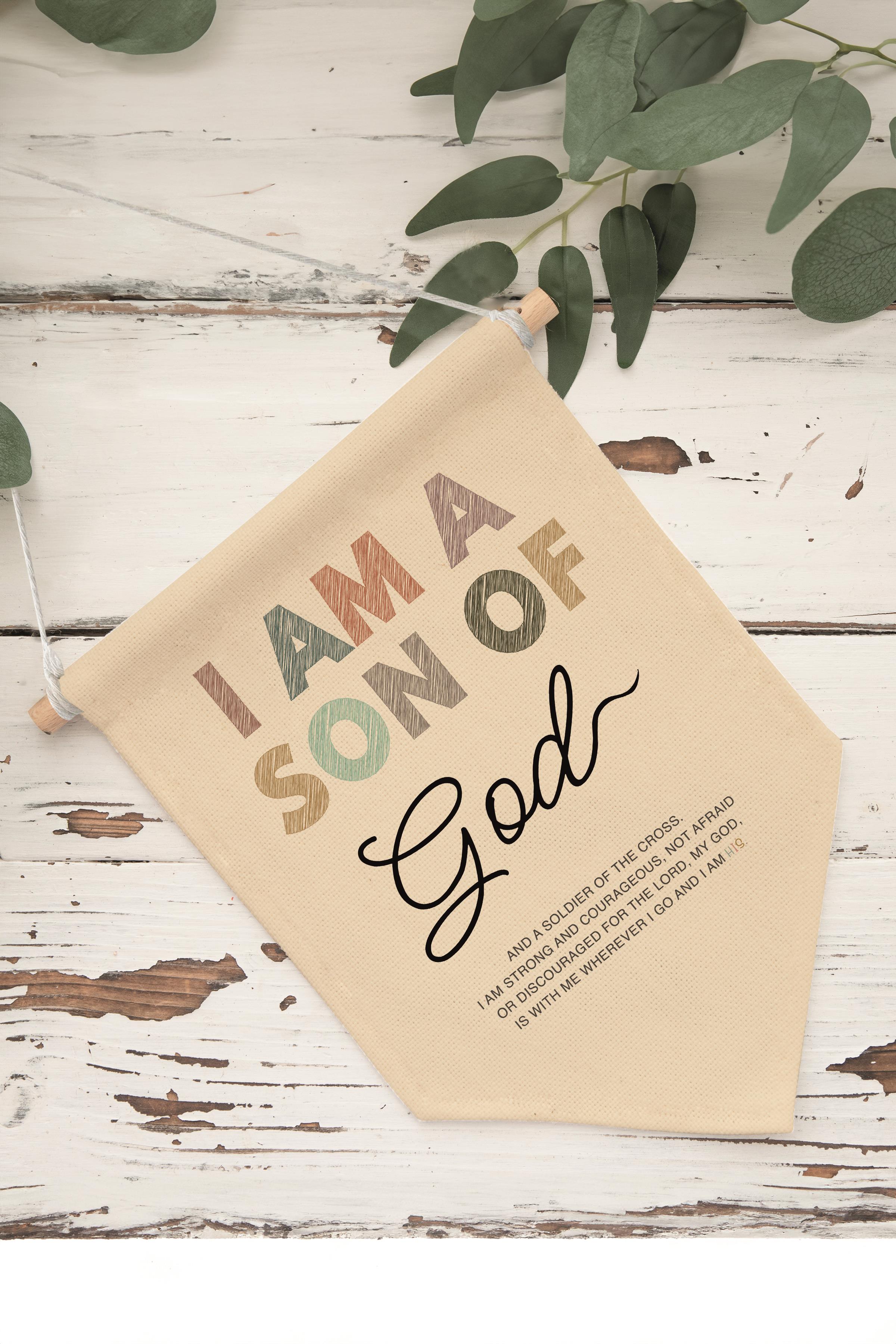 Çocuk Odası Dekor, Duvar Süsü, Ahşap Bebek Odası Dekor, Canvas Flama, I Am a Son of God - Renkli