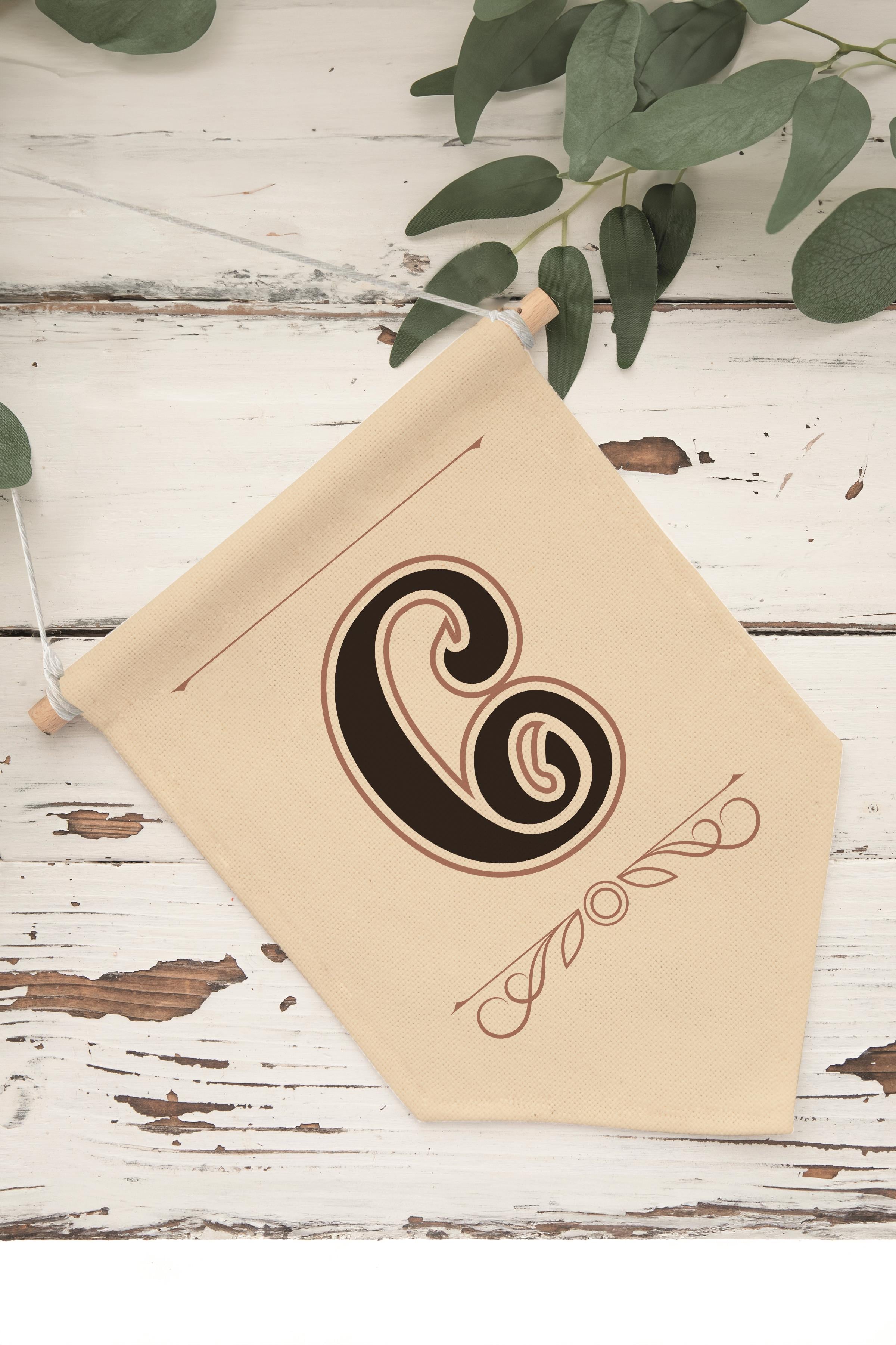 Çocuk Odası Dekor, Duvar Süsü, Ahşap Bebek Odası Dekor, Canvas Flama, Kahverengi C Harfi