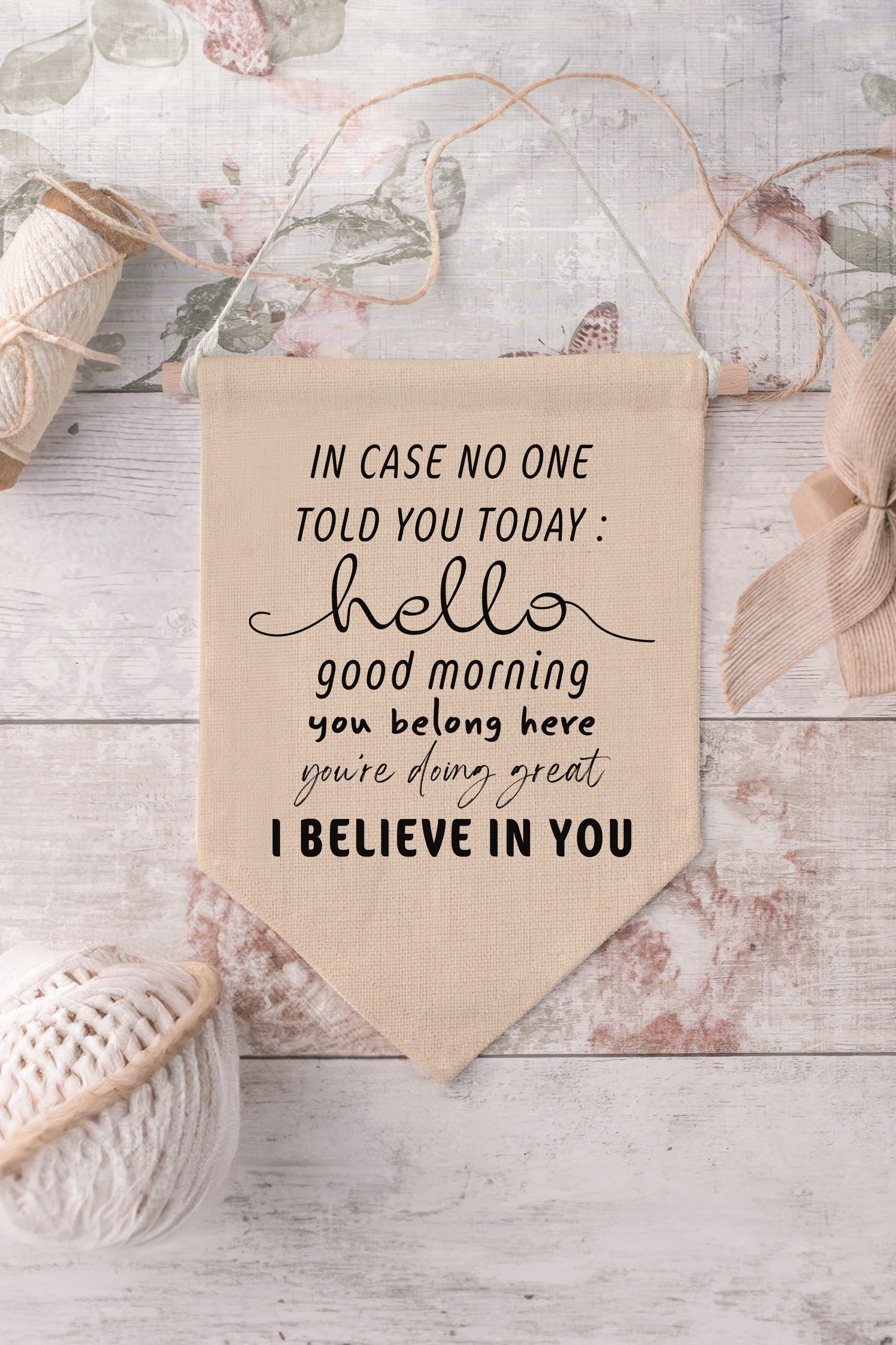 Çocuk Odası Dekor, Duvar Süsü, Ahşap Bebek Odası Dekor, Canvas Flama, I Believe In You - Siyah
