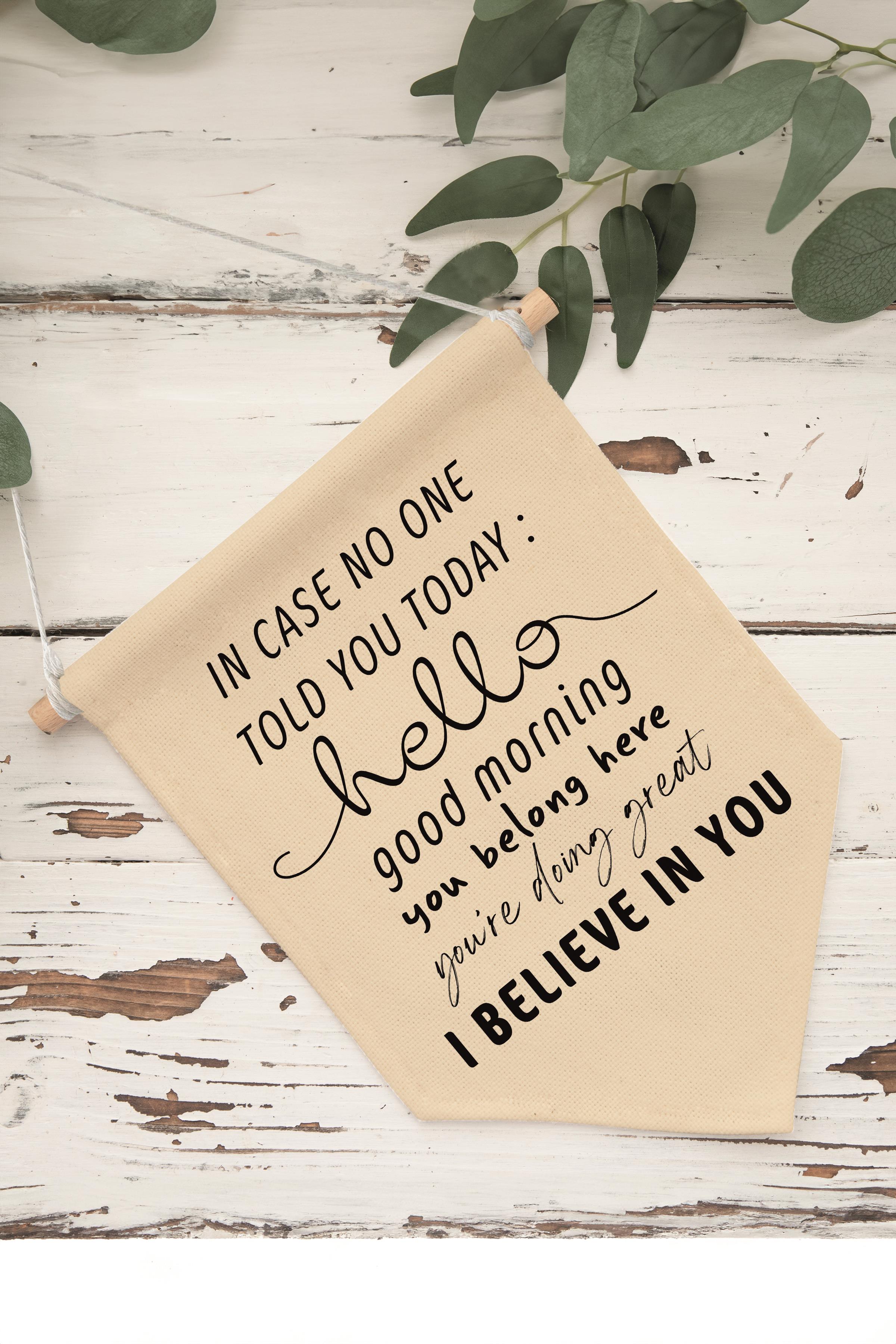 Çocuk Odası Dekor, Duvar Süsü, Ahşap Bebek Odası Dekor, Canvas Flama, I Believe In You - Siyah