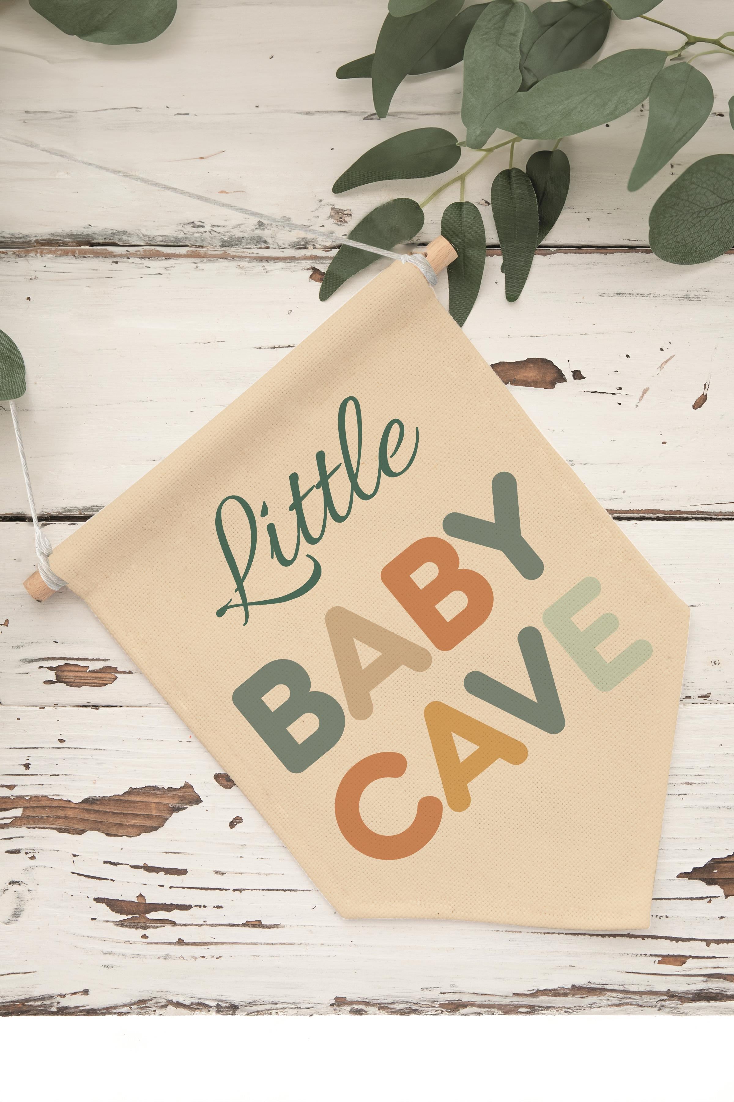 Çocuk Odası Dekor, Duvar Süsü, Ahşap Bebek Odası Dekor, Canvas Flama, Little Baby Cave - Renkli