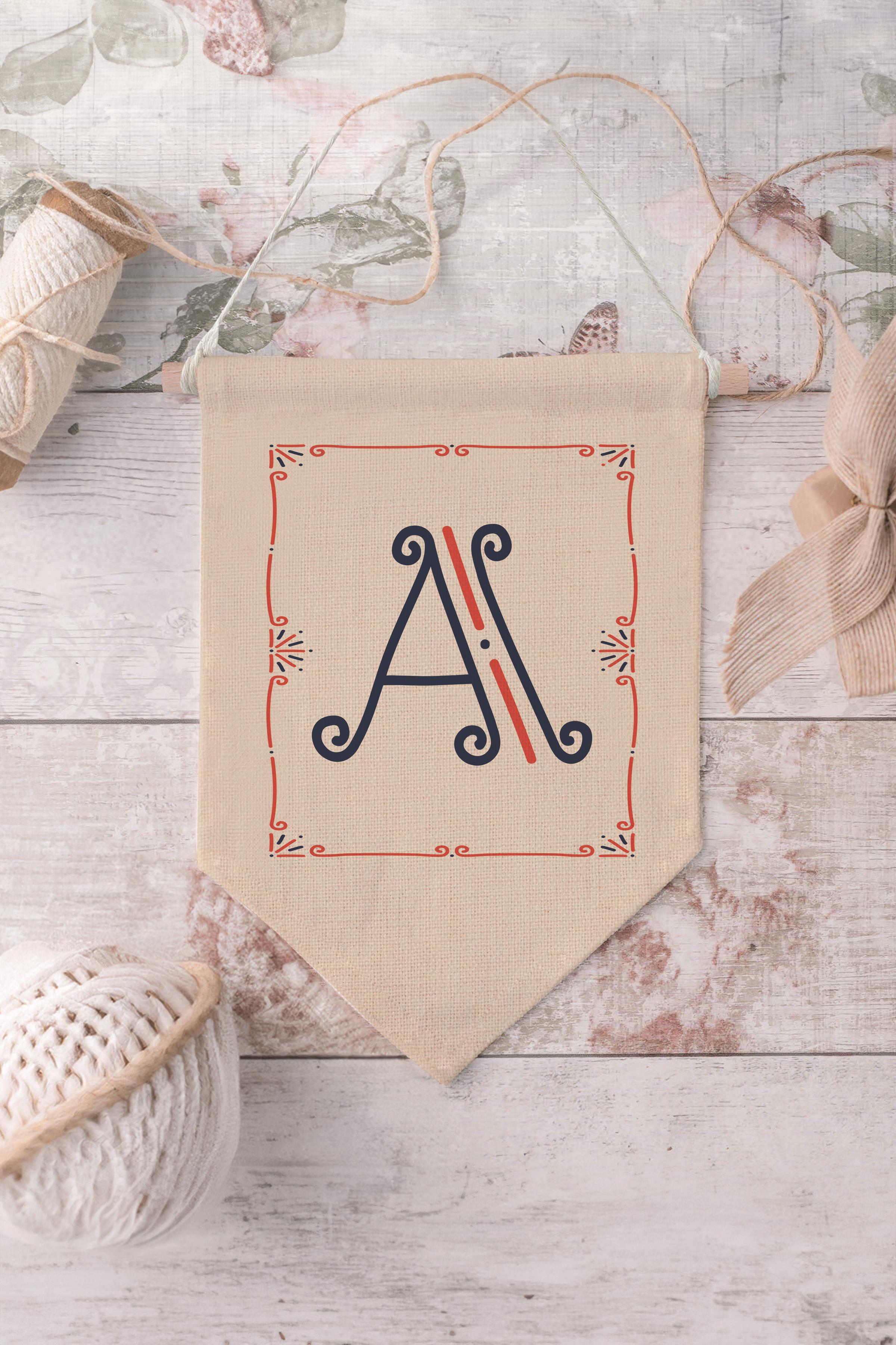 Çocuk Odası Dekor, Duvar Süsü, Ahşap Bebek Odası Dekor, Canvas Flama, Monogram A Harfi