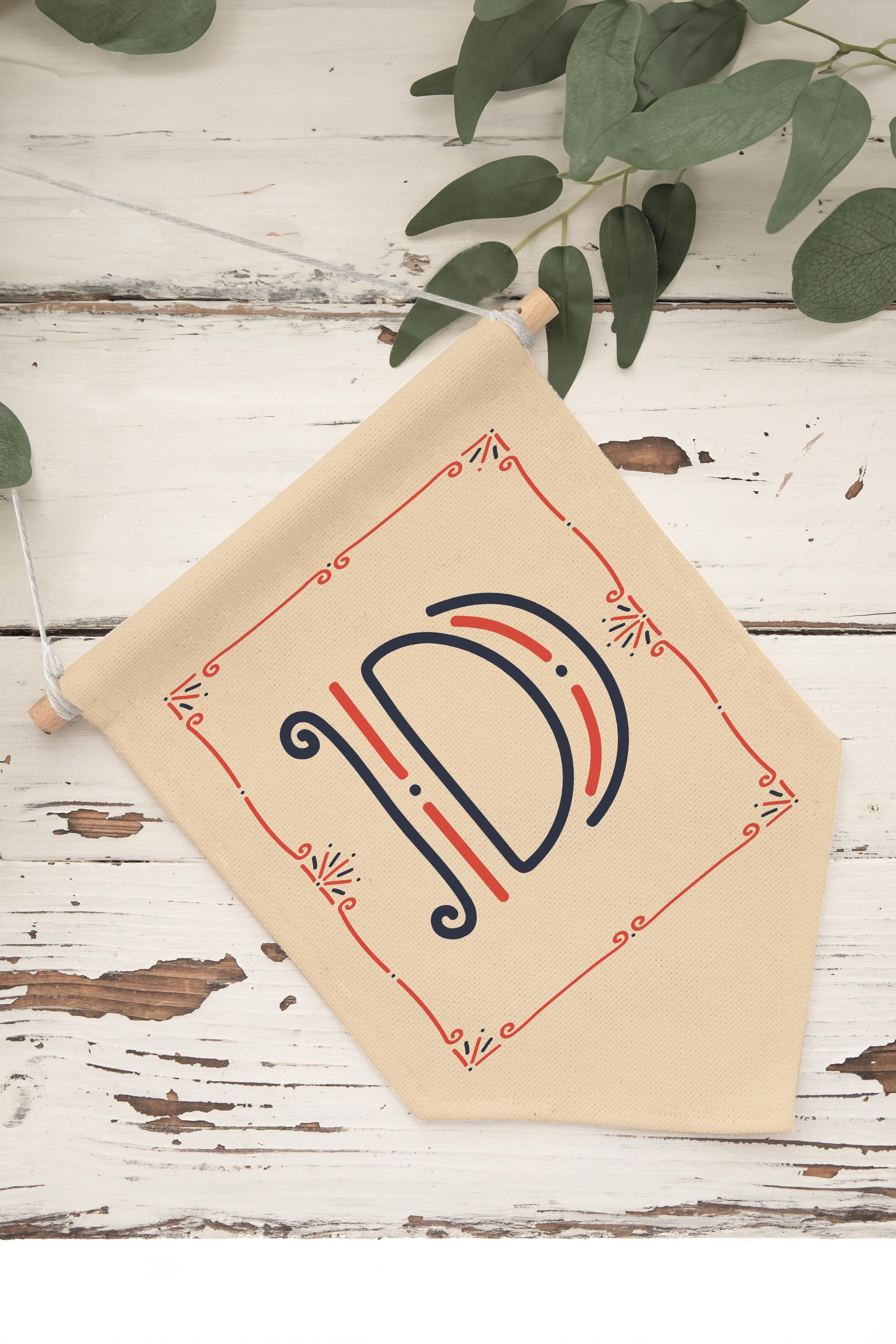 Çocuk Odası Dekor, Duvar Süsü, Ahşap Bebek Odası Dekor, Canvas Flama, Monogram D Harfi