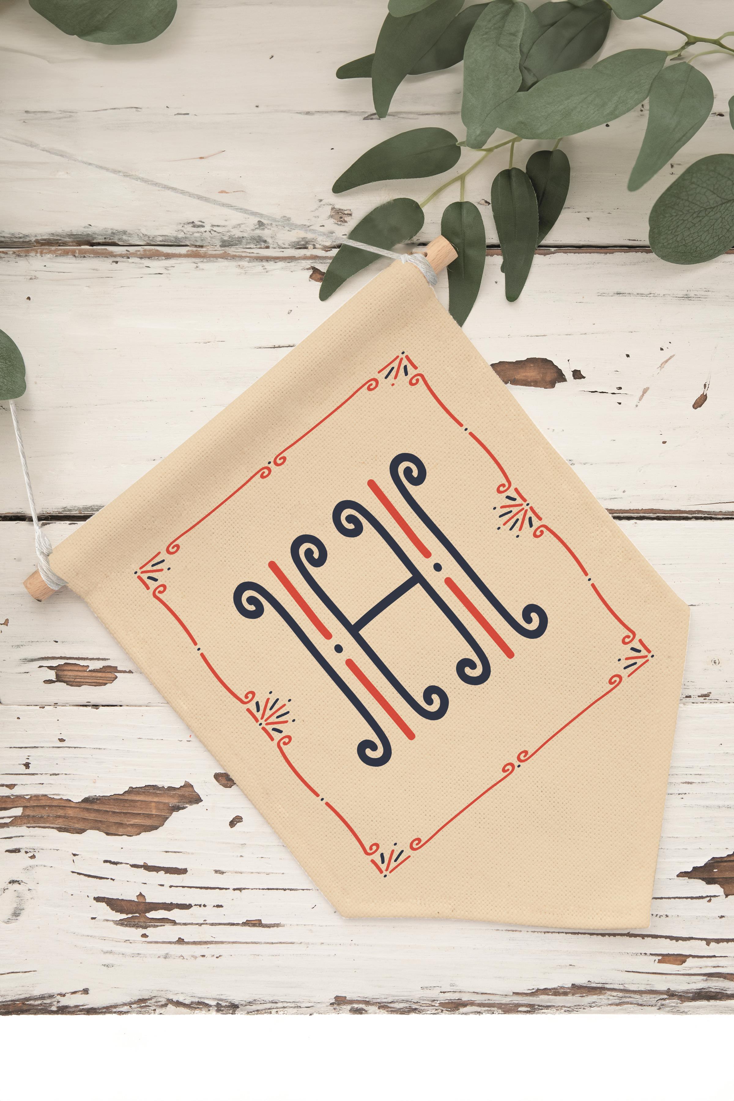 Çocuk Odası Dekor, Duvar Süsü, Ahşap Bebek Odası Dekor, Canvas Flama, Monogram H Harfi