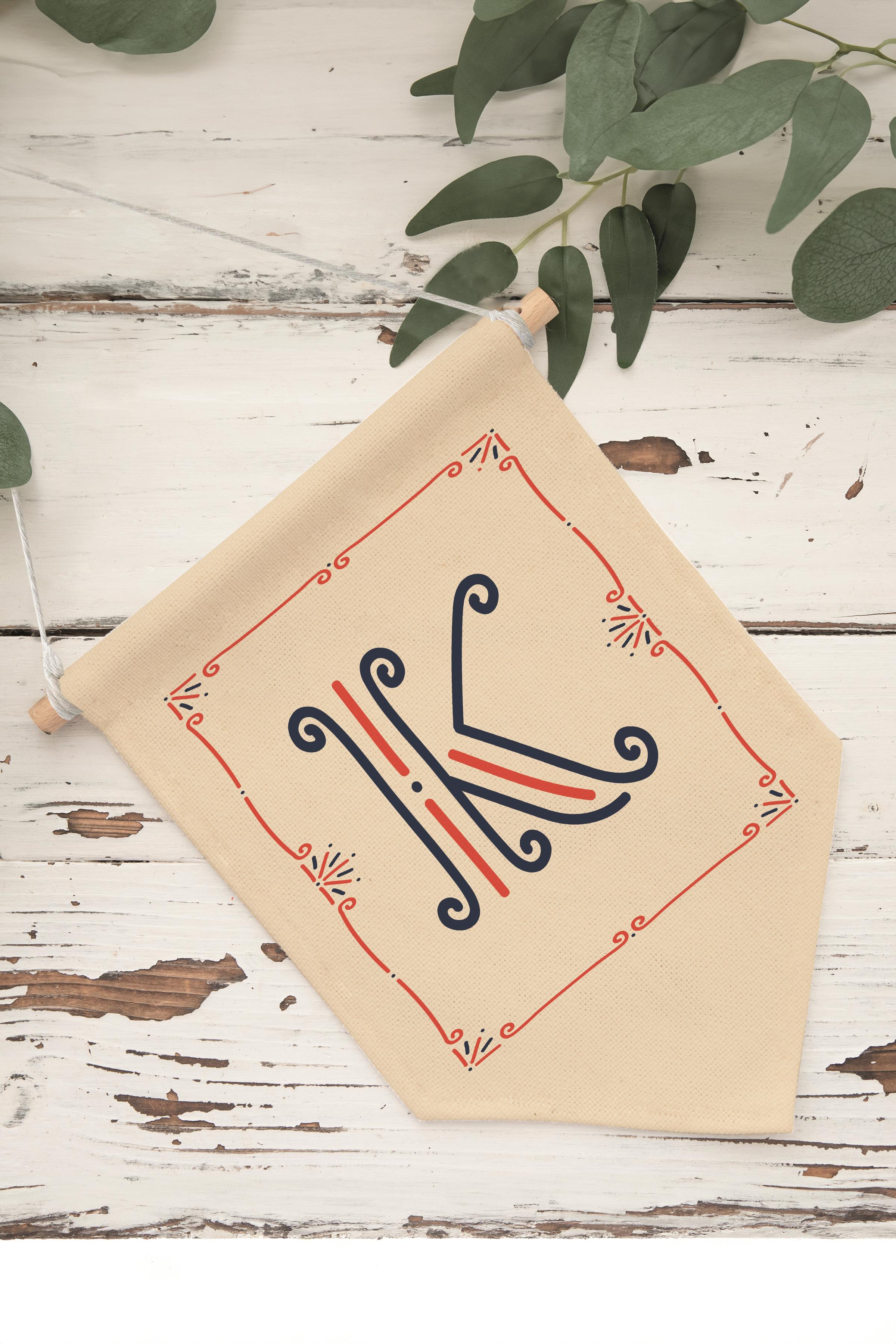 Çocuk Odası Dekor, Duvar Süsü, Ahşap Bebek Odası Dekor, Canvas Flama, Monogram K Harfi