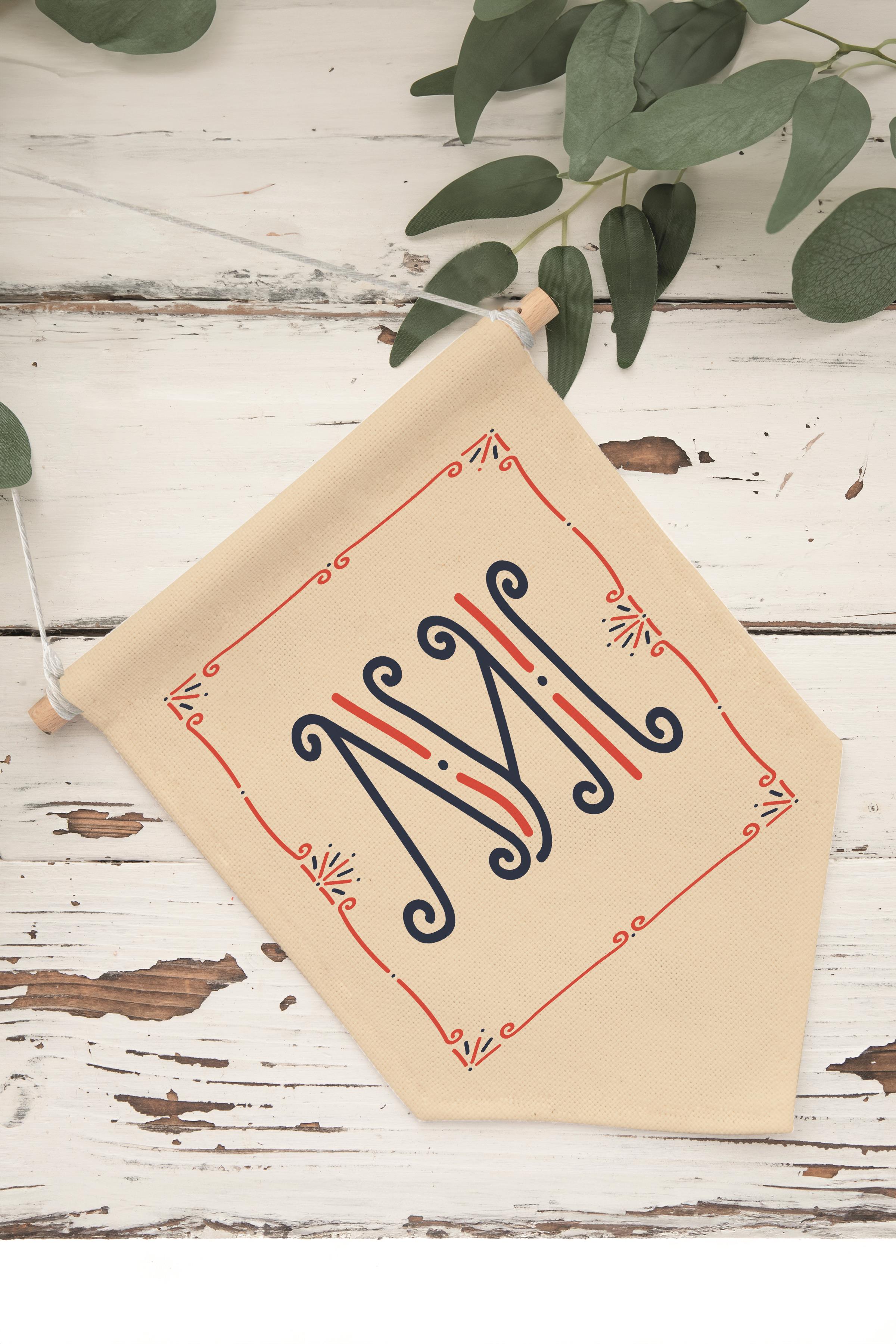 Çocuk Odası Dekor, Duvar Süsü, Ahşap Bebek Odası Dekor, Canvas Flama, Monogram M Harfi