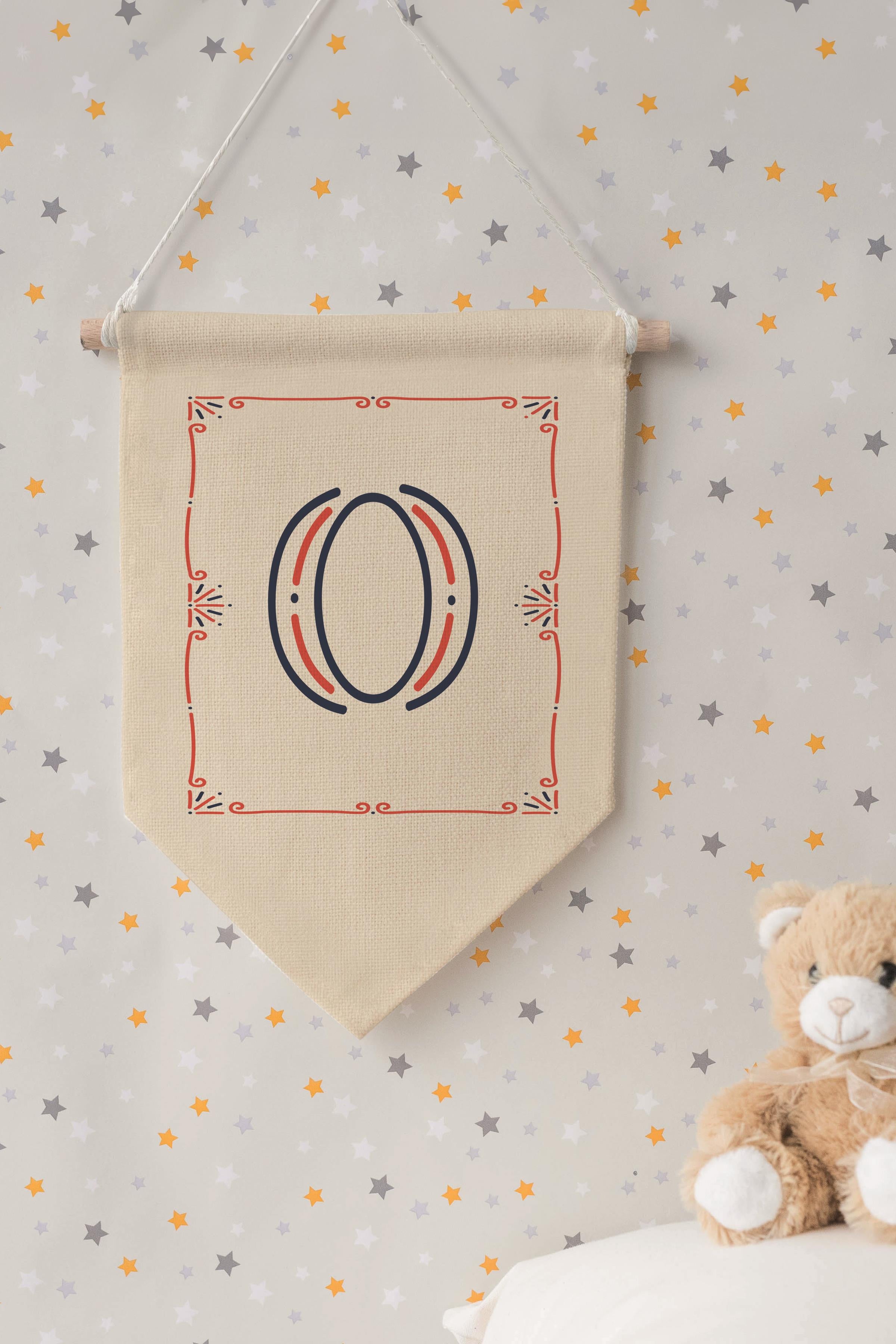 Çocuk Odası Dekor, Duvar Süsü, Ahşap Bebek Odası Dekor, Canvas Flama, Monogram O Harfi