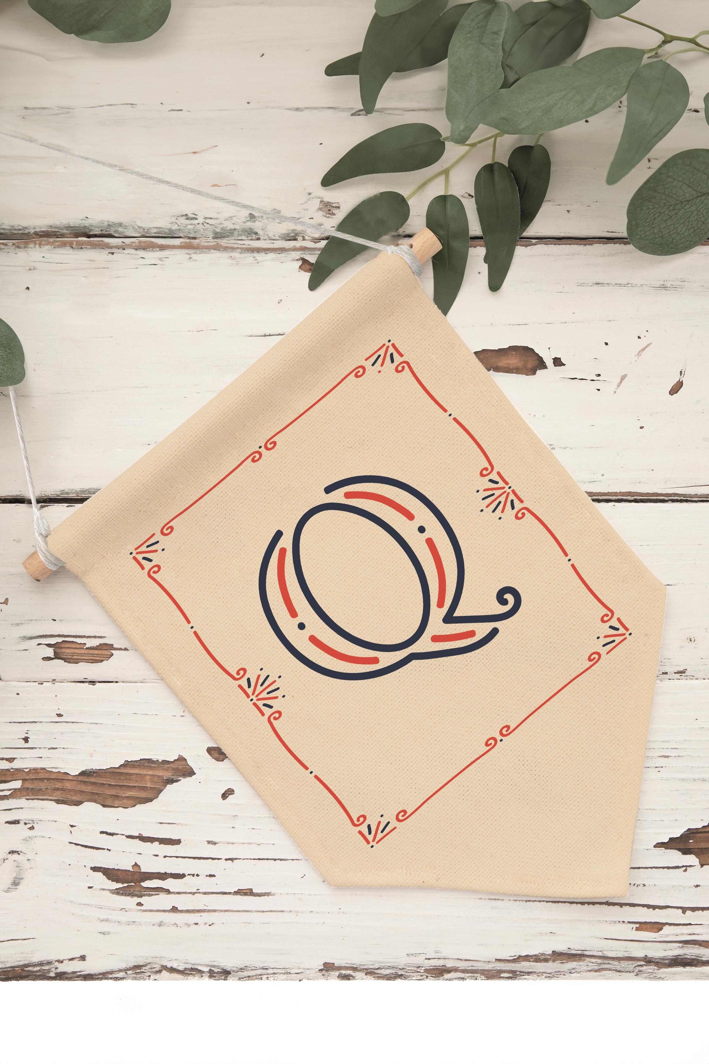 Çocuk Odası Dekor, Duvar Süsü, Ahşap Bebek Odası Dekor, Canvas Flama, Monogram Q Harfi