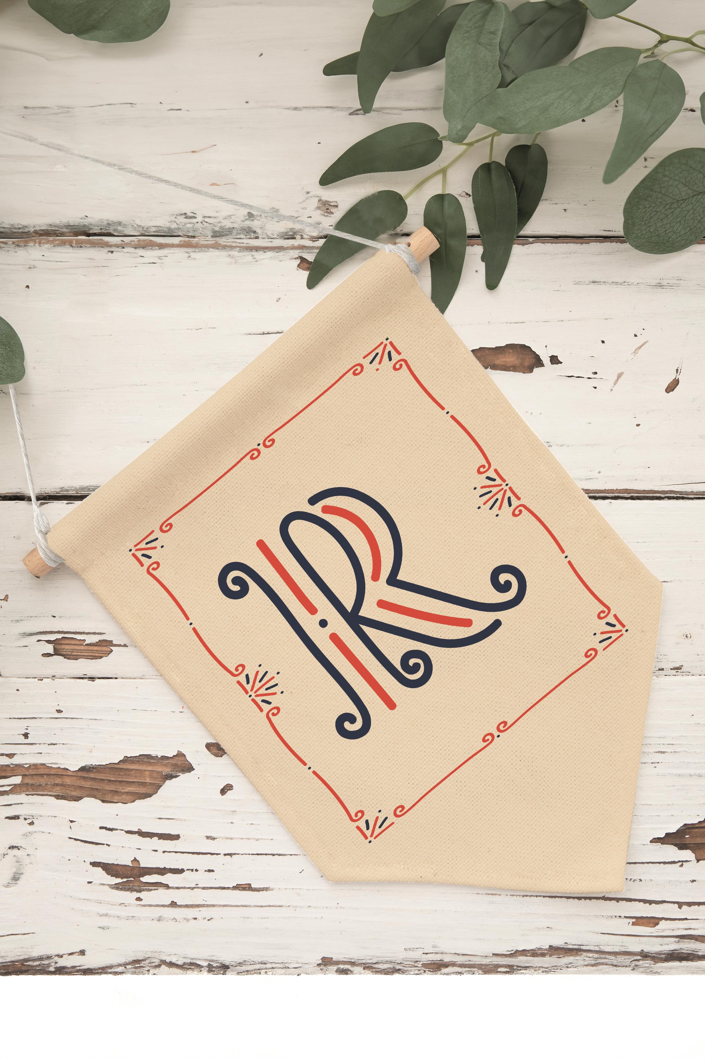 Çocuk Odası Dekor, Duvar Süsü, Ahşap Bebek Odası Dekor, Canvas Flama, Monogram R Harfi