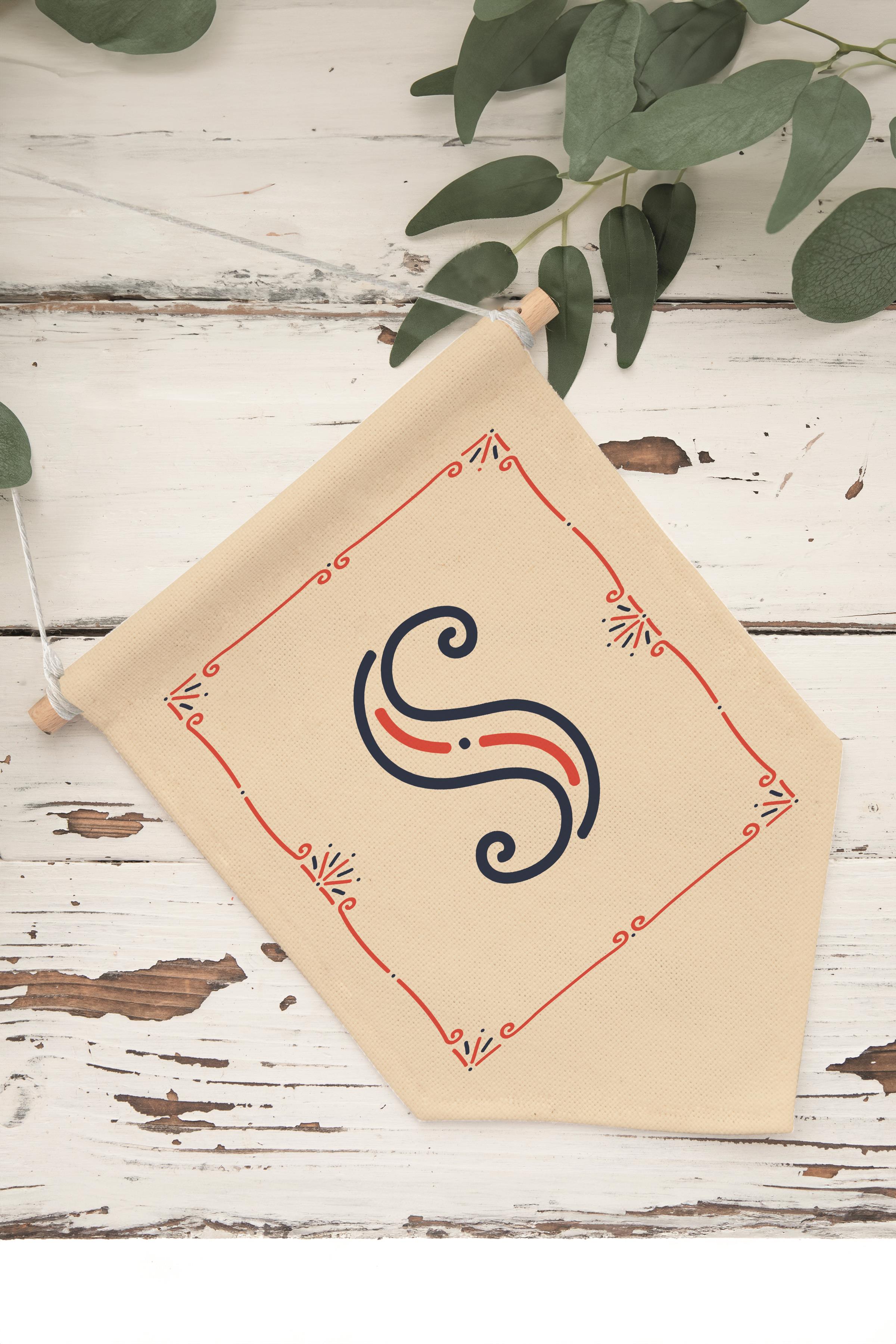 Çocuk Odası Dekor, Duvar Süsü, Ahşap Bebek Odası Dekor, Canvas Flama, Monogram S Harfi