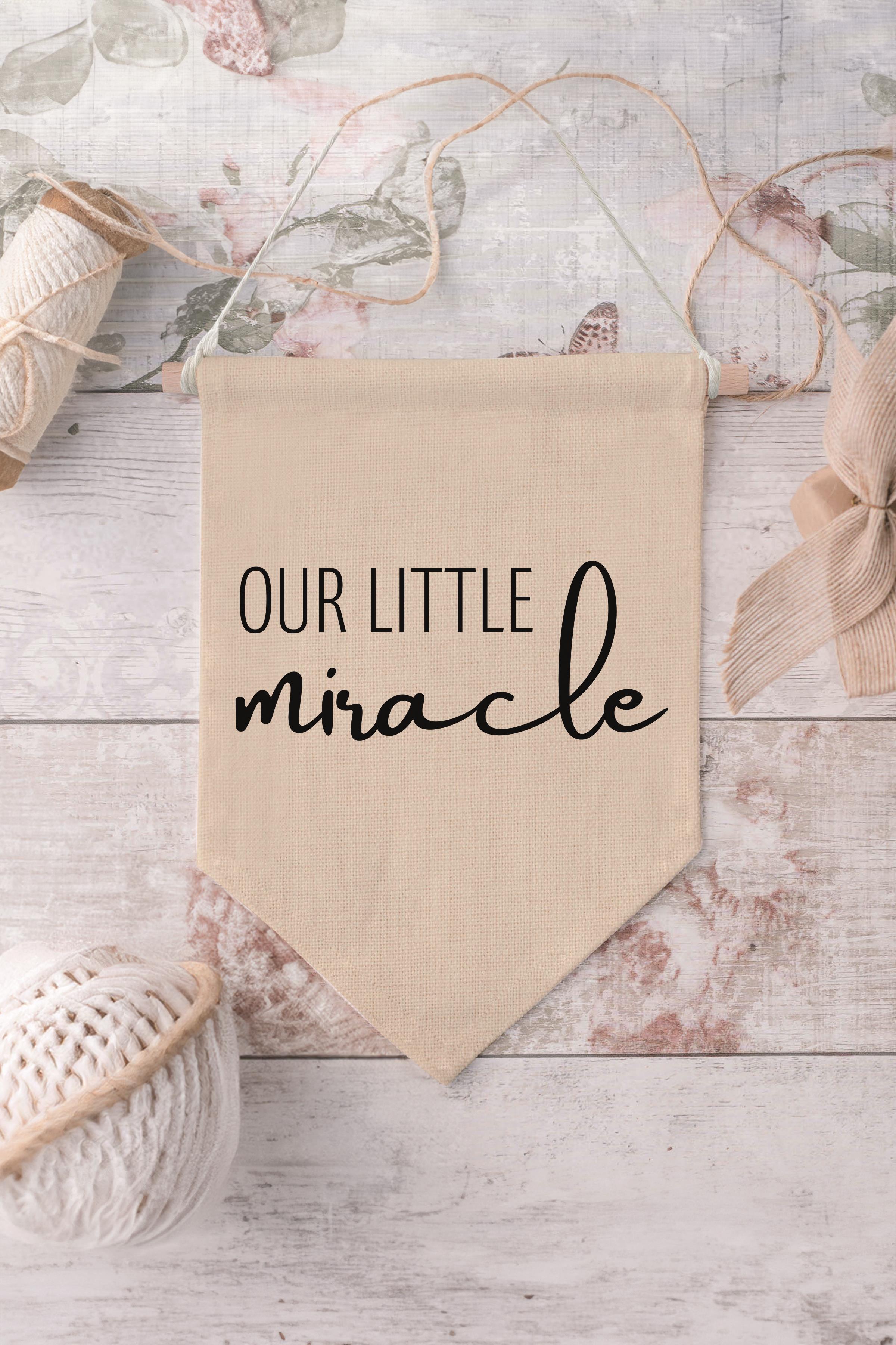 Çocuk Odası Dekor, Duvar Süsü, Ahşap Bebek Odası Dekor, Canvas Flama, Our Little Miracle