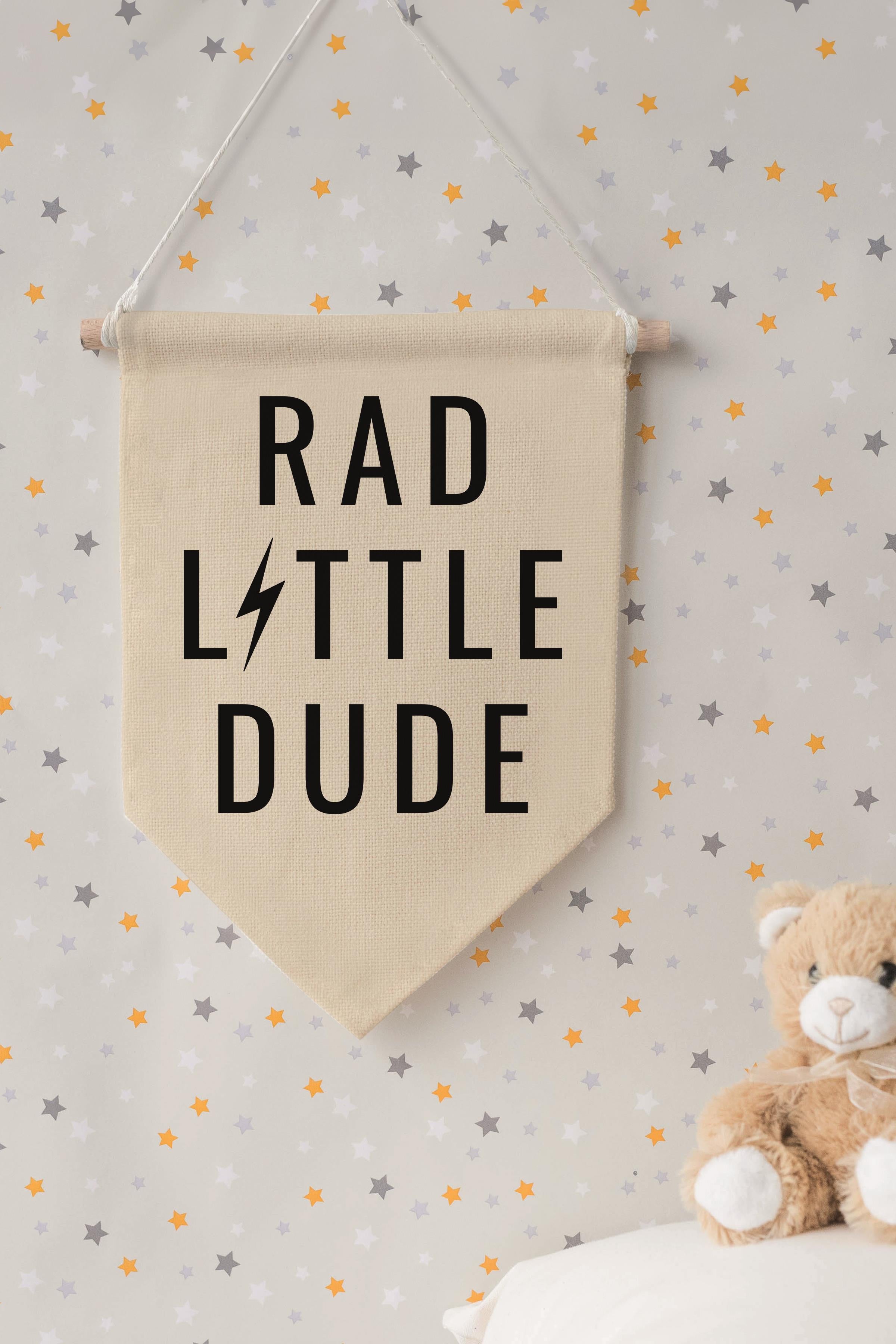Çocuk Odası Dekor, Duvar Süsü, Ahşap Bebek Odası Dekor, Canvas Flama, Rad Little Dude - Siyah