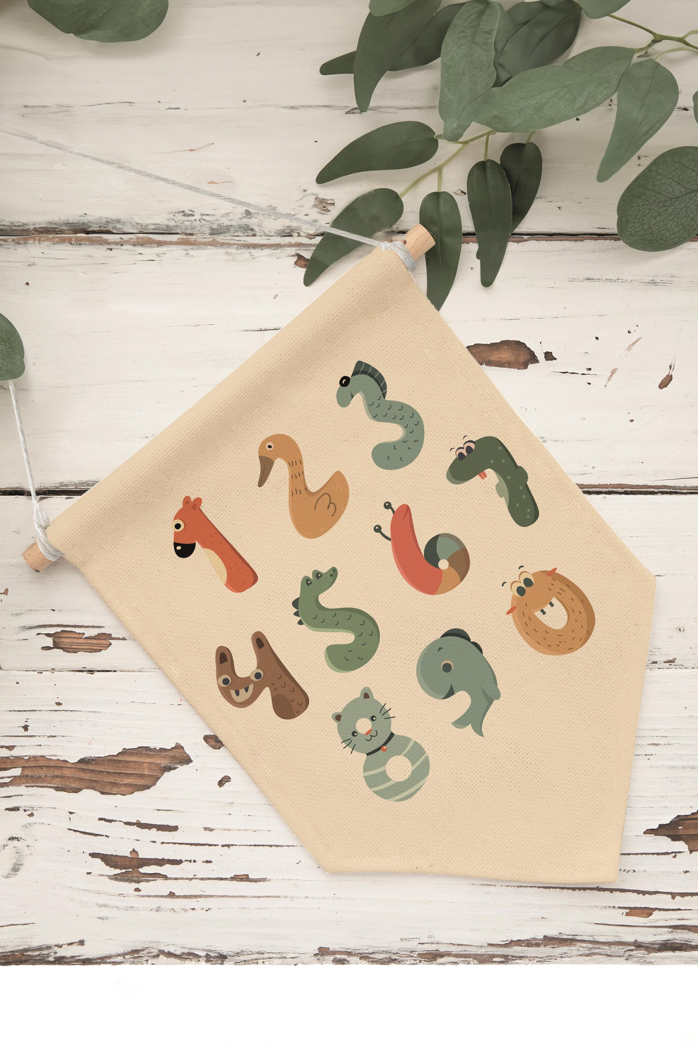 Çocuk Odası Dekor, Duvar Süsü, Ahşap Bebek Odası Dekor, Canvas Flama, Renkli Sayılar - 2