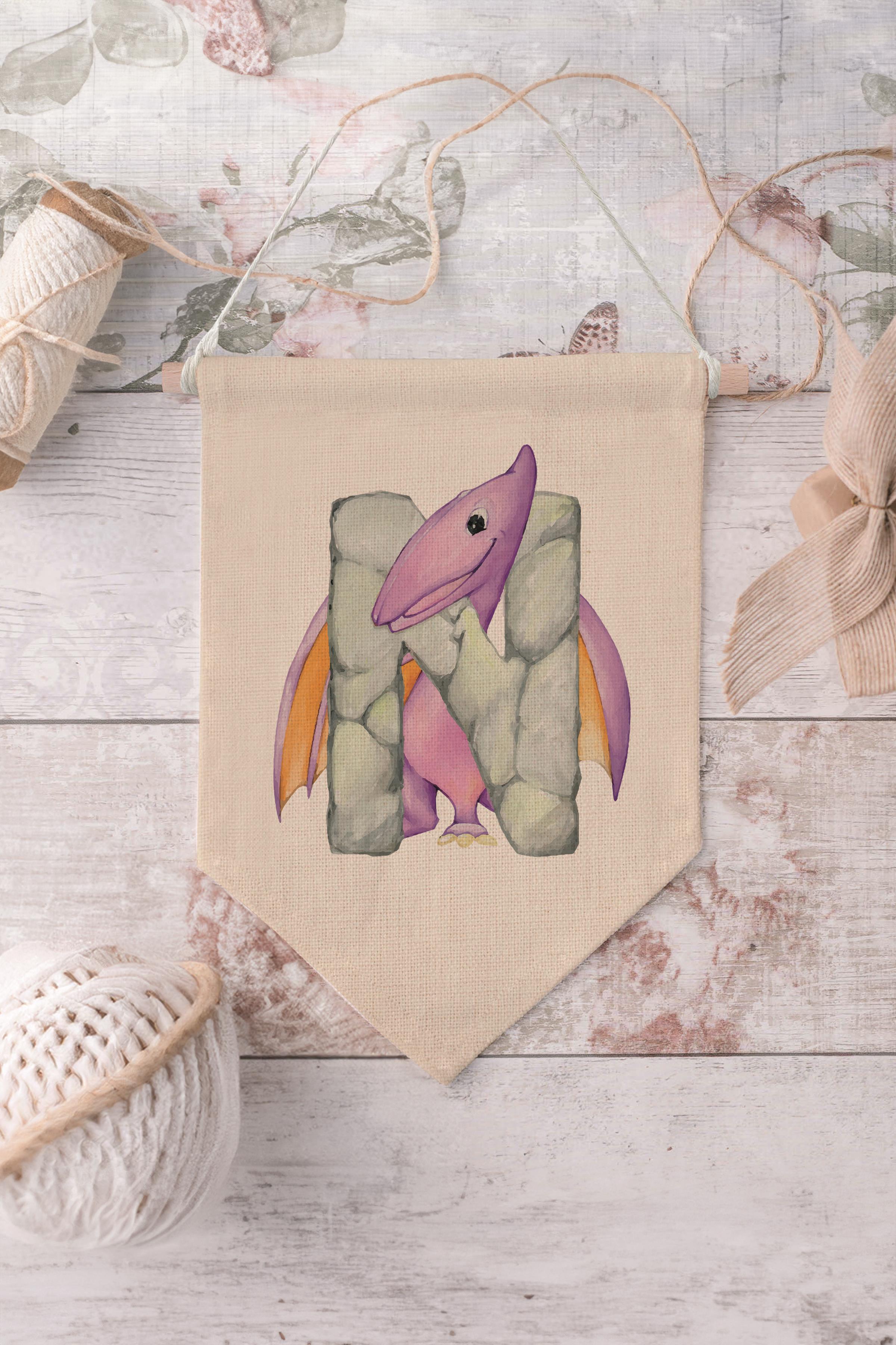 Çocuk Odası Dekor, Duvar Süsü, Ahşap Bebek Odası Dekor, Canvas Flama, Safari ve Hayvanlı N Harfi