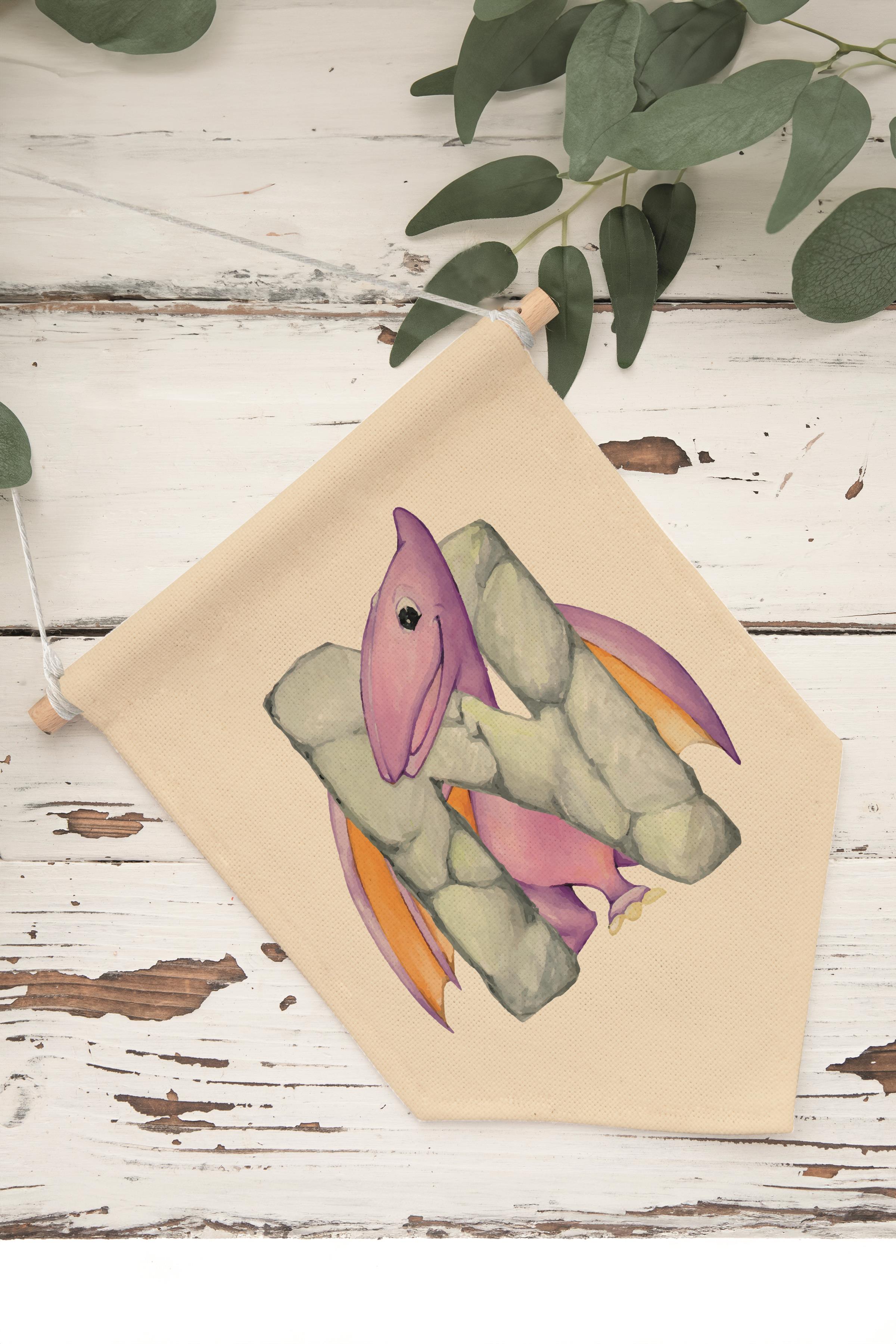 Çocuk Odası Dekor, Duvar Süsü, Ahşap Bebek Odası Dekor, Canvas Flama, Safari ve Hayvanlı N Harfi