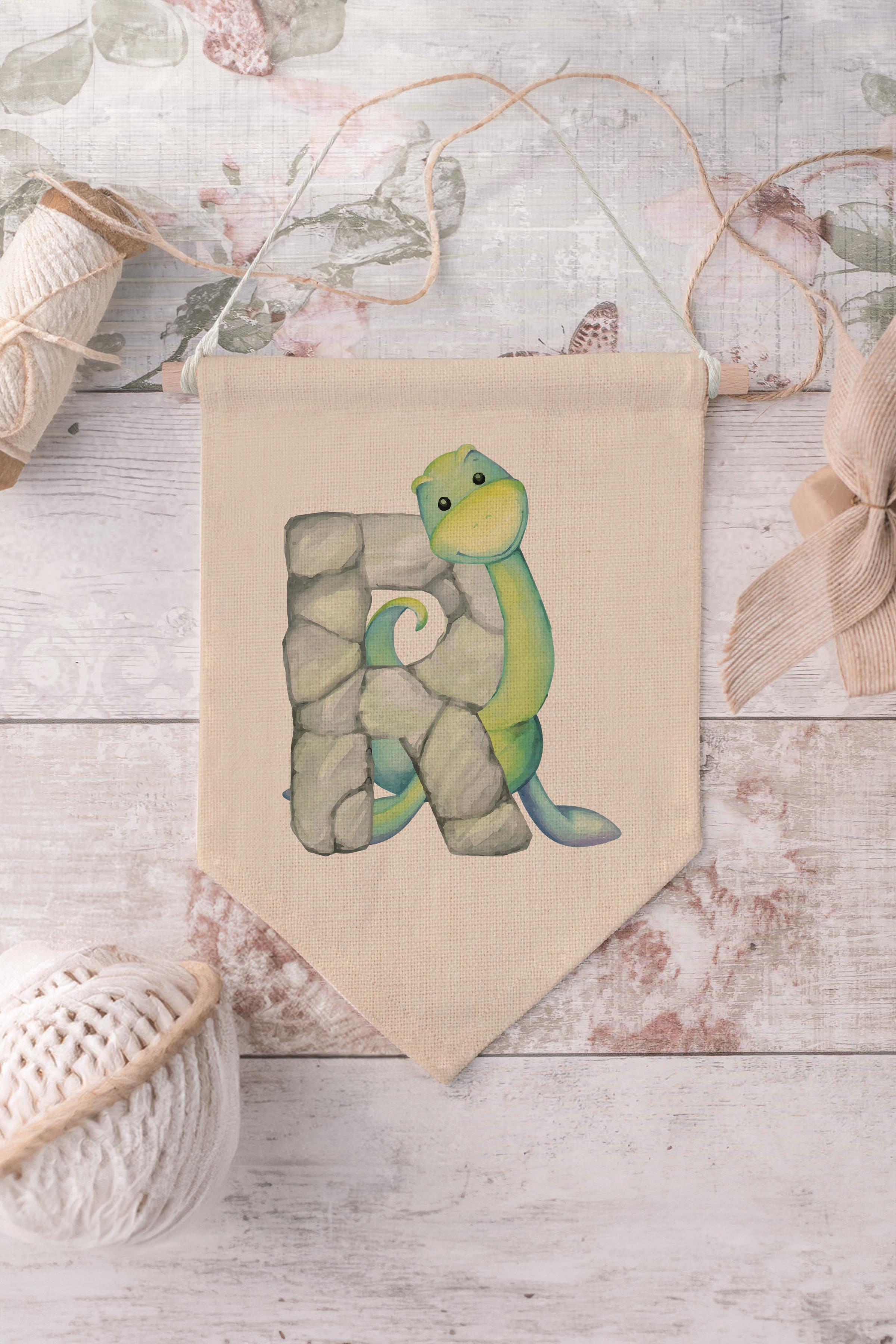 Çocuk Odası Dekor, Duvar Süsü, Ahşap Bebek Odası Dekor, Canvas Flama, Safari ve Hayvanlı R Harfi