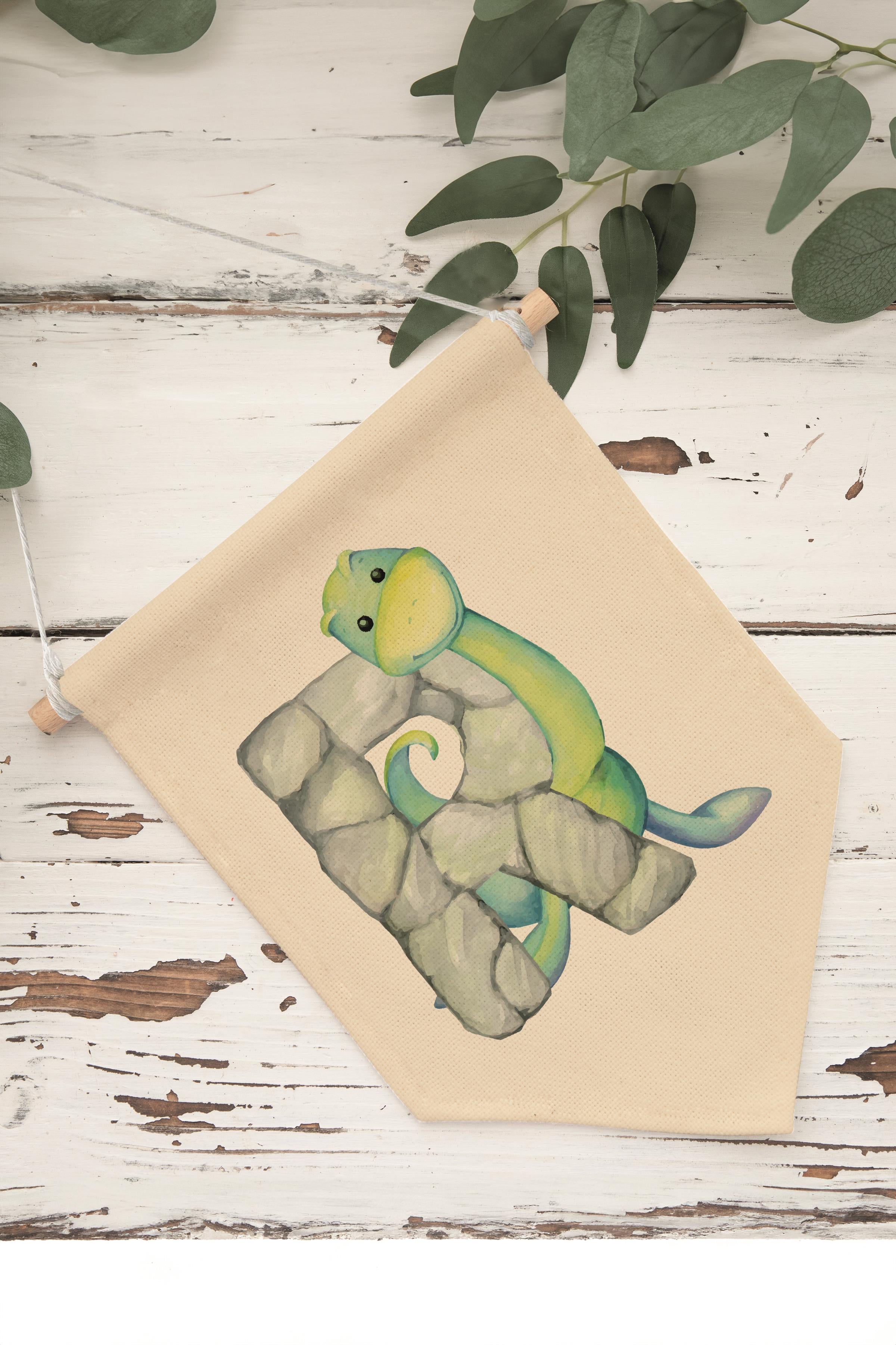 Çocuk Odası Dekor, Duvar Süsü, Ahşap Bebek Odası Dekor, Canvas Flama, Safari ve Hayvanlı R Harfi